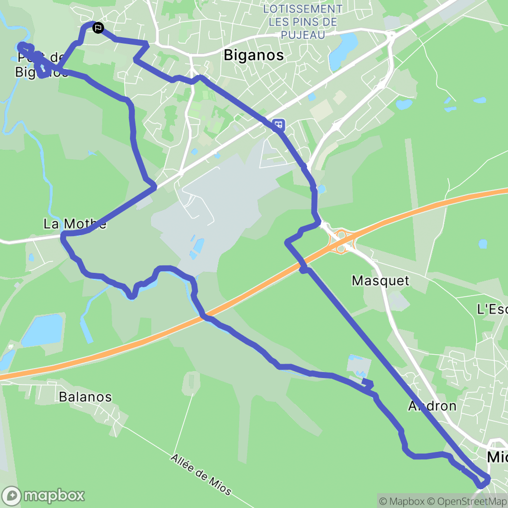 Biganos : carte du parcours de randonnée - France