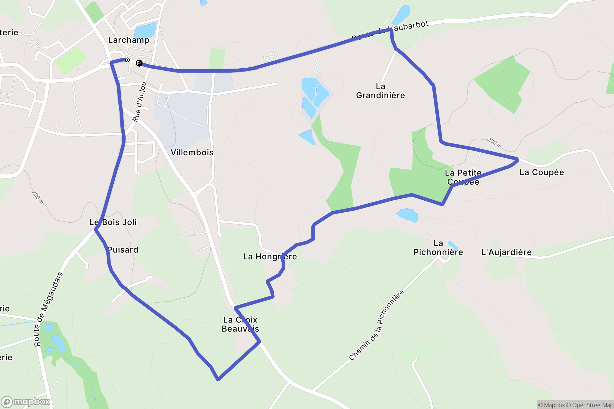 Larchamp : carte du parcours de randonnée - France