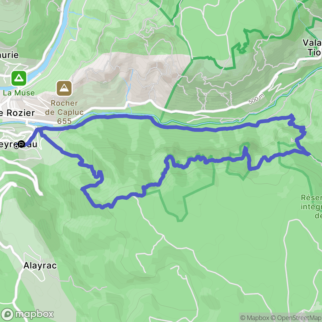 Peyreleau : carte du parcours de randonnée - France