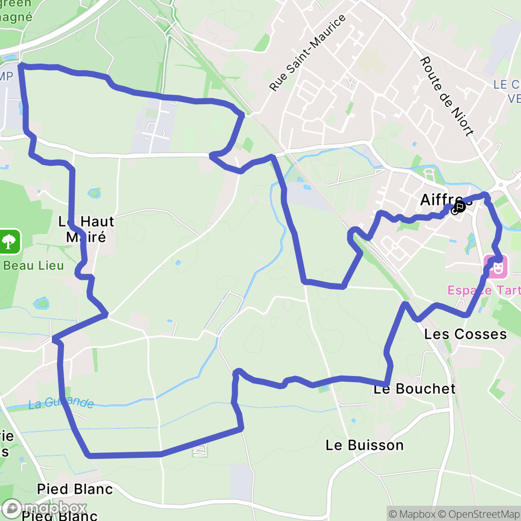 Aiffres : carte du parcours de randonnée - France
