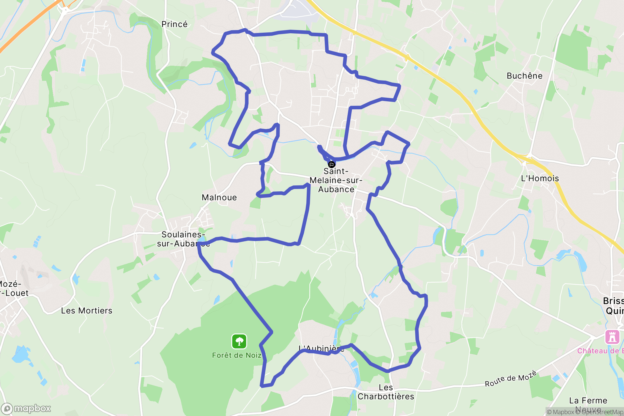 Saint-Melaine-sur-Aubance : carte du parcours de randonnée - France