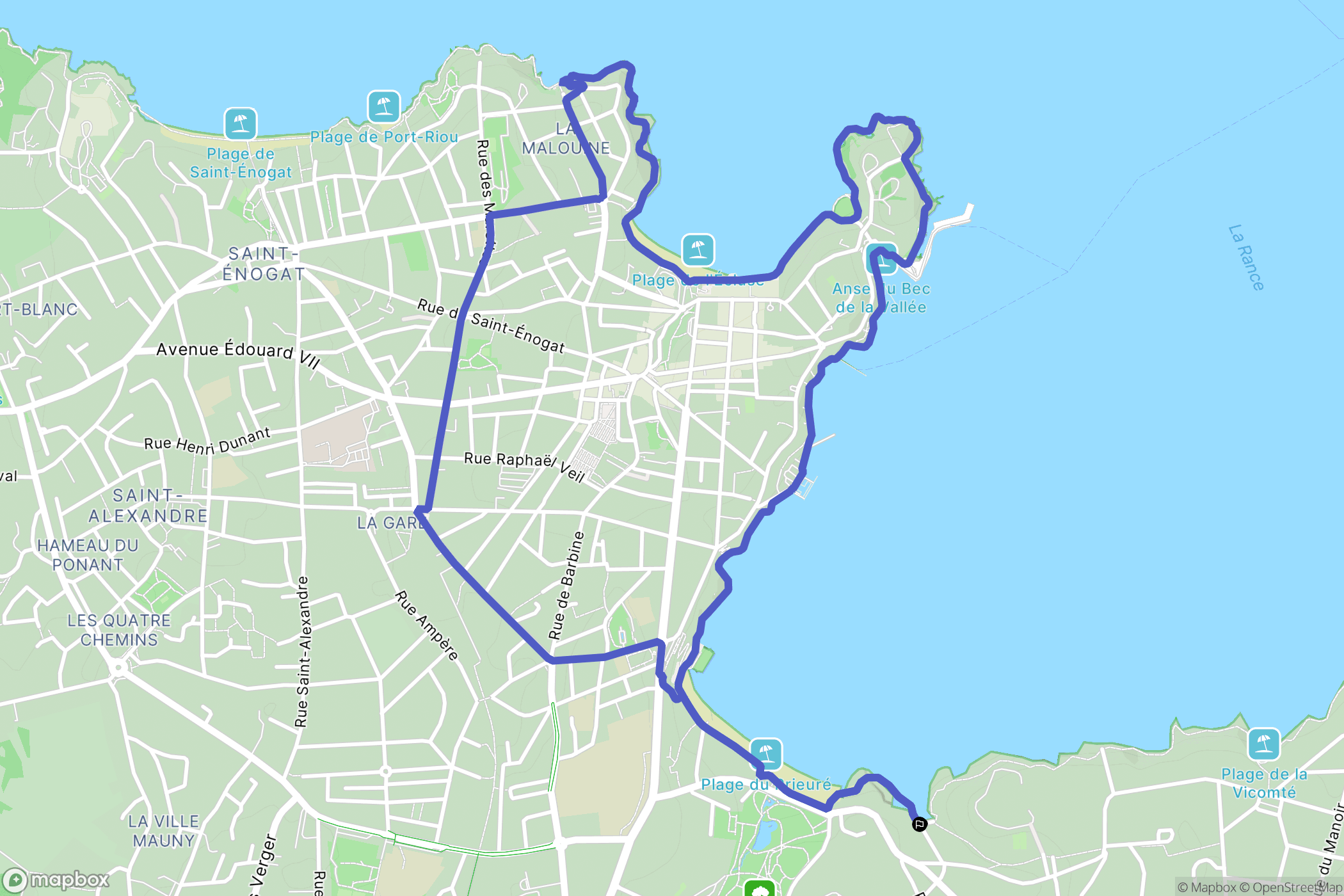Dinard : carte du parcours de randonnée - France