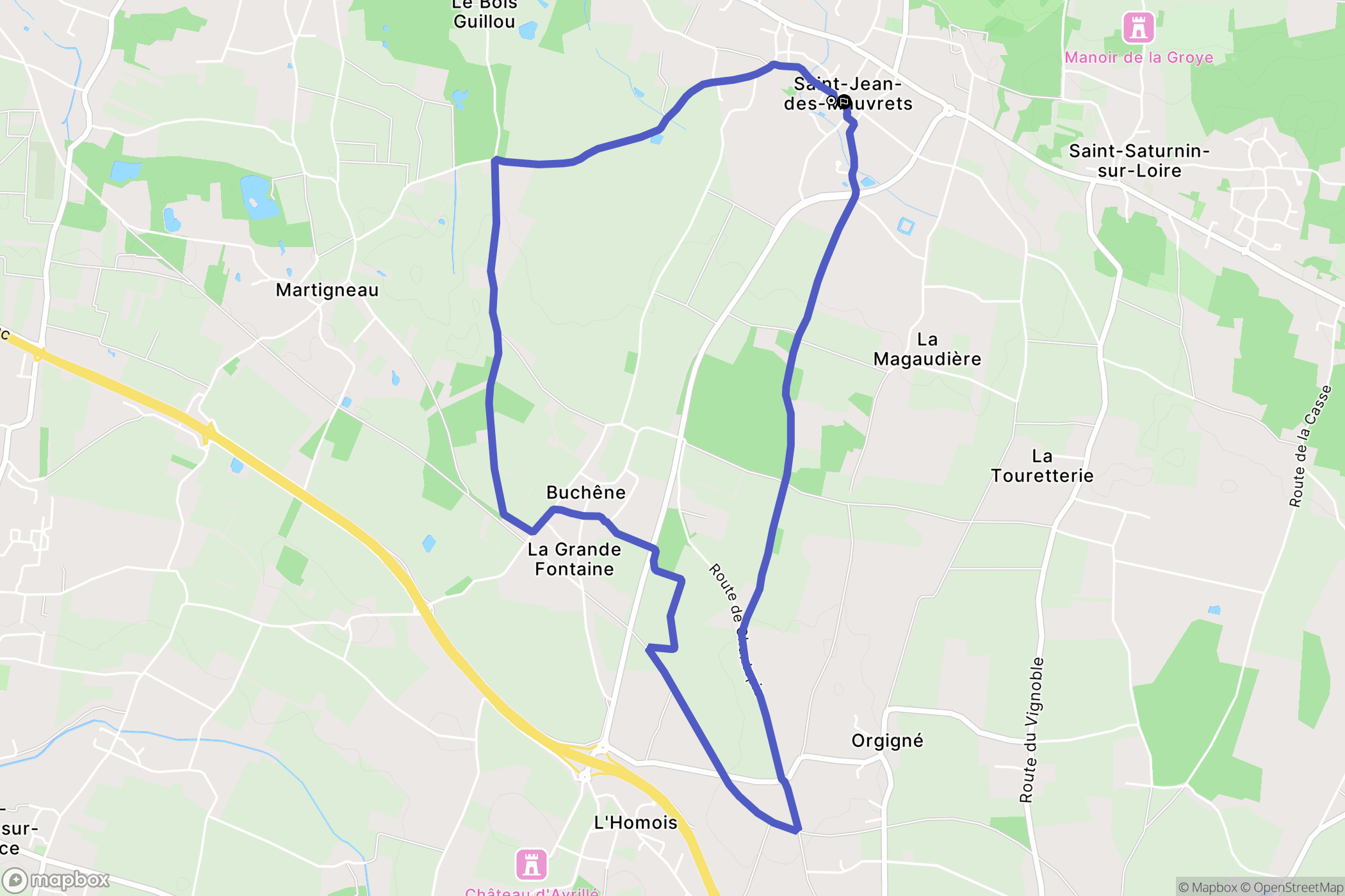 Les Garennes sur Loire : carte du parcours de randonnée - France