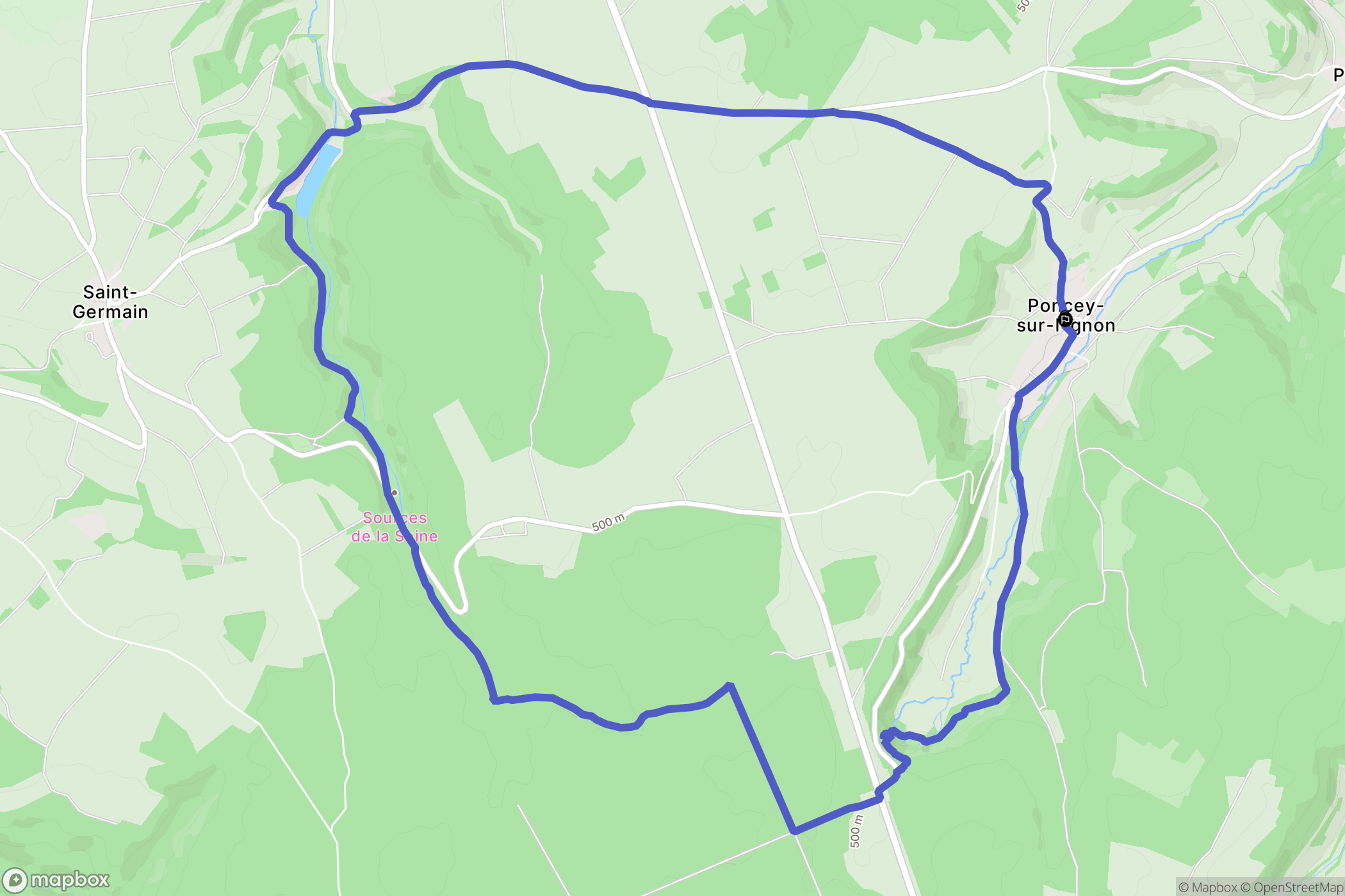 Poncey-sur-l'Ignon: routekaart voor buitenactiviteiten - France