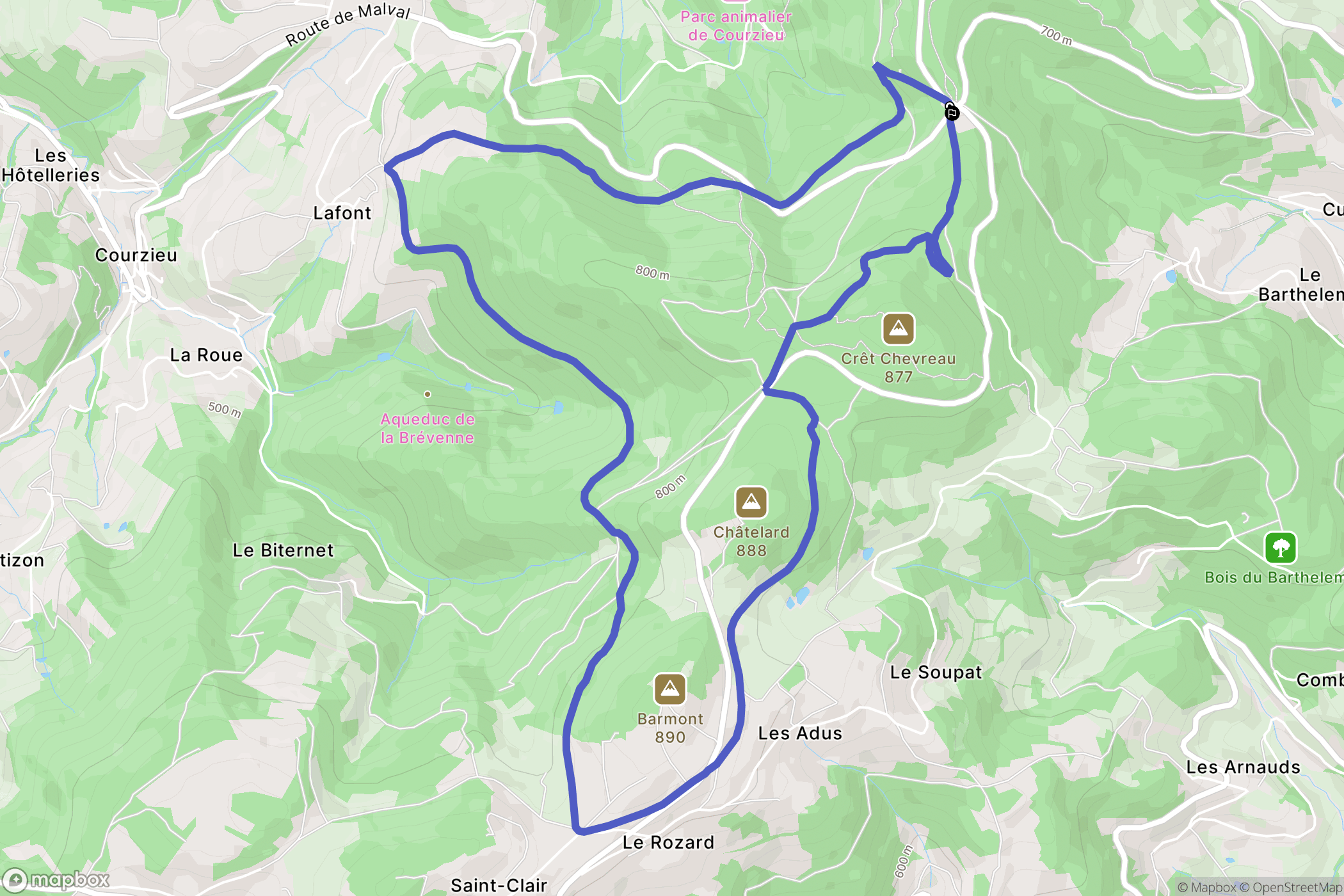 Courzieu : carte du parcours de randonnée - France