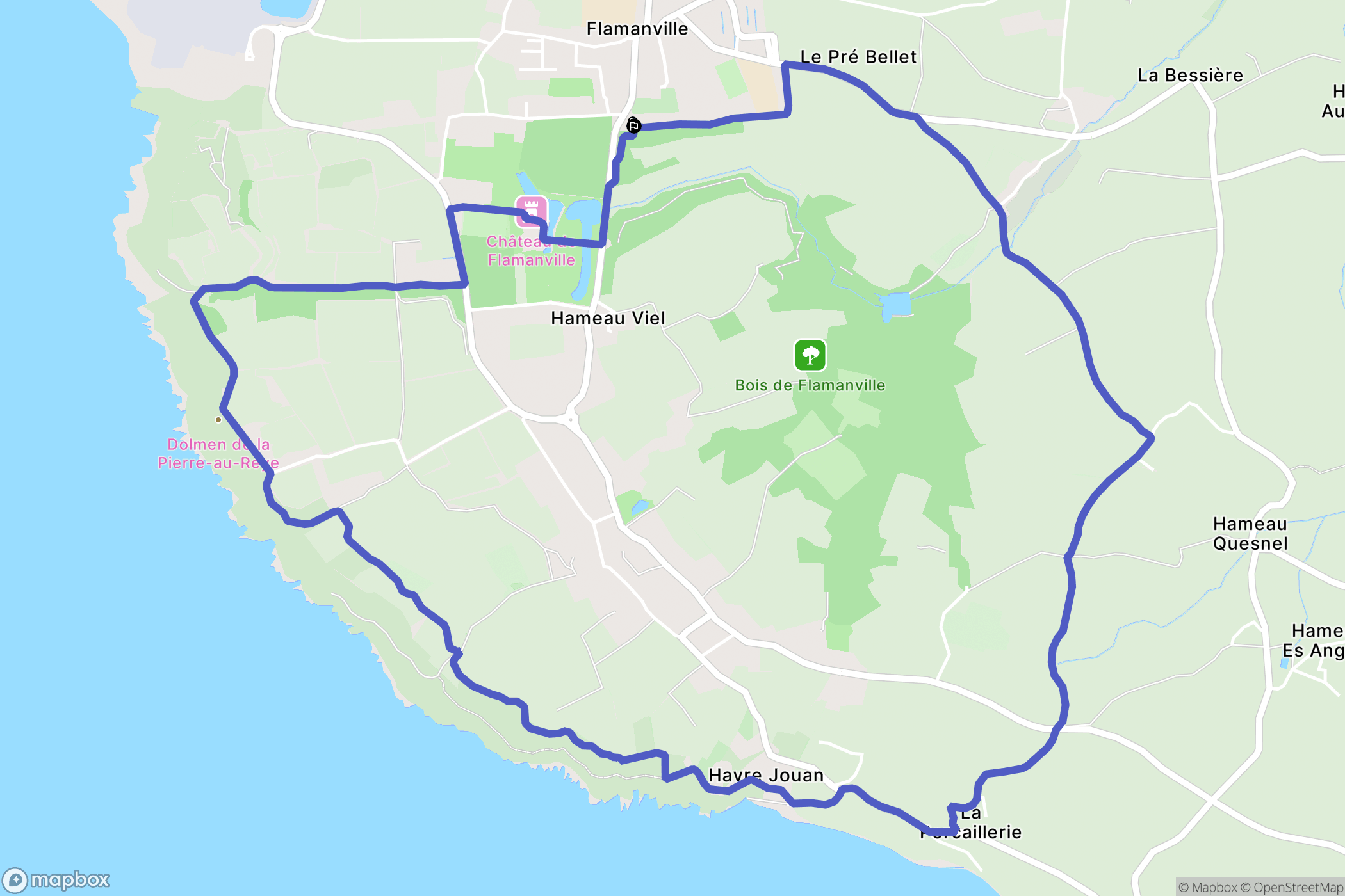 Flamanville : carte du parcours de randonnée - France