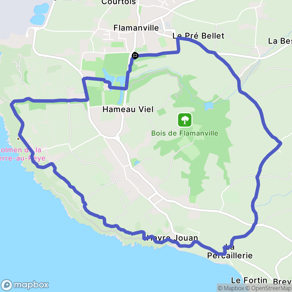 Flamanville : carte du parcours de randonnée - France