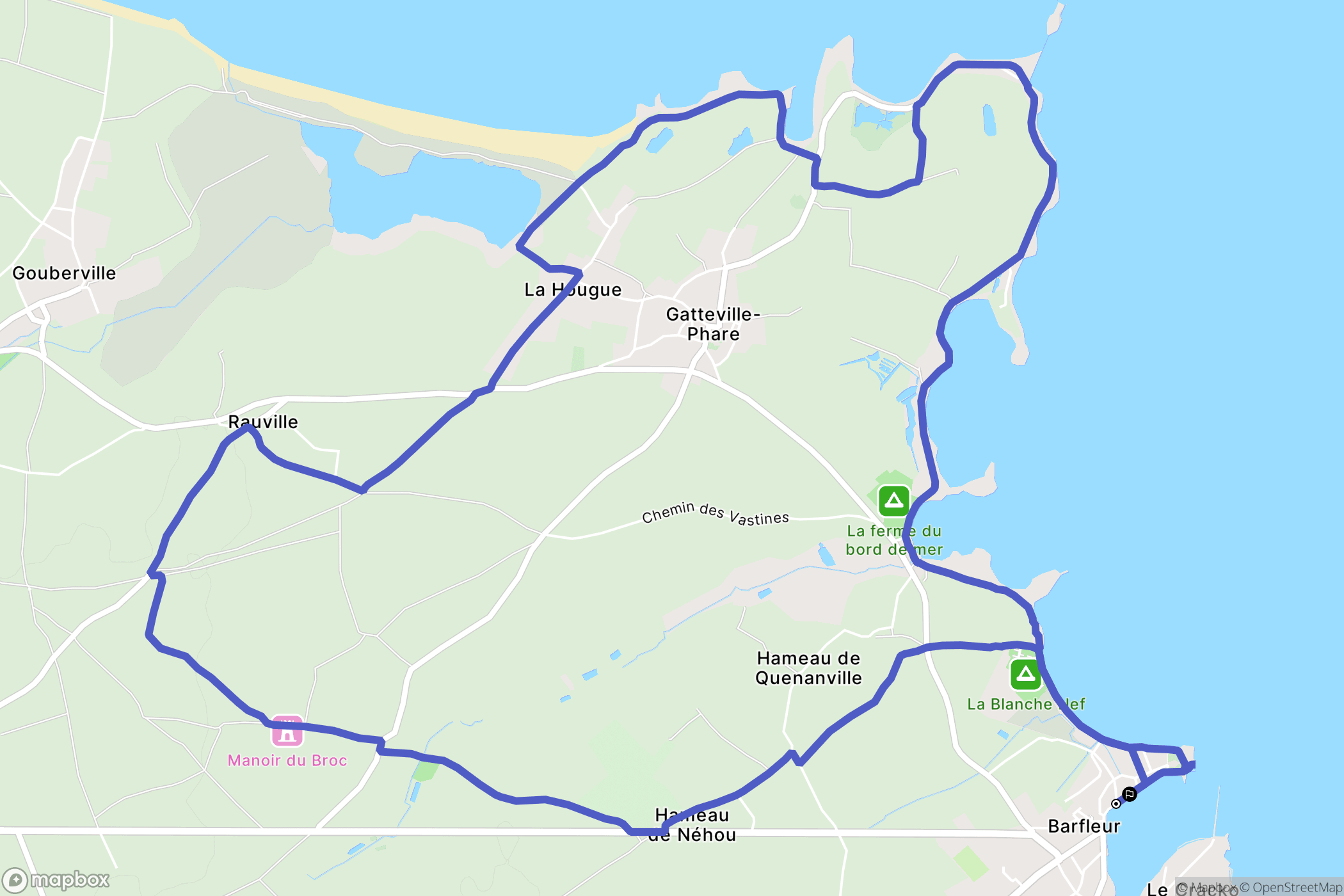 Barfleur : carte du parcours de randonnée - France