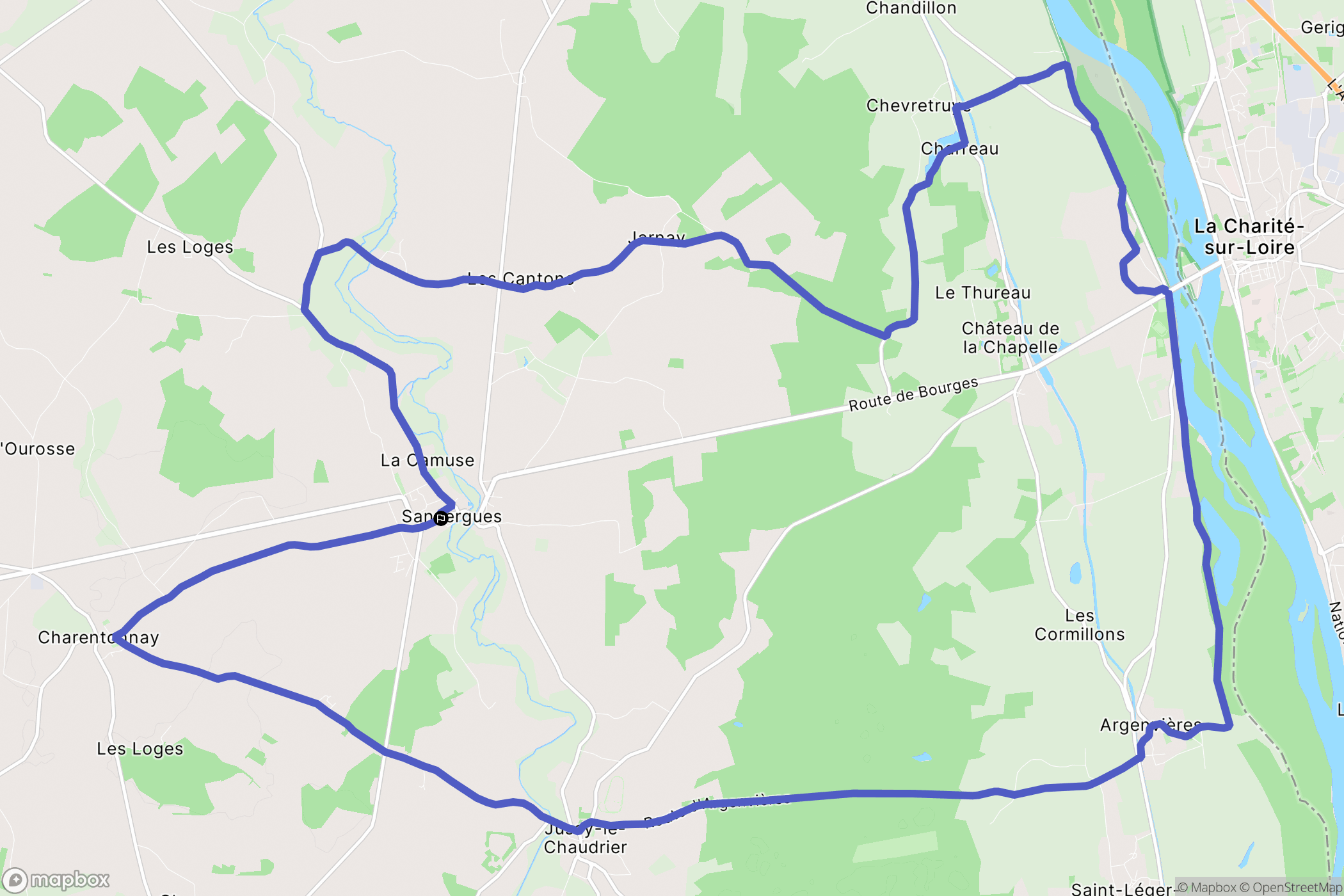 Sancergues : carte du parcours de randonnée - France