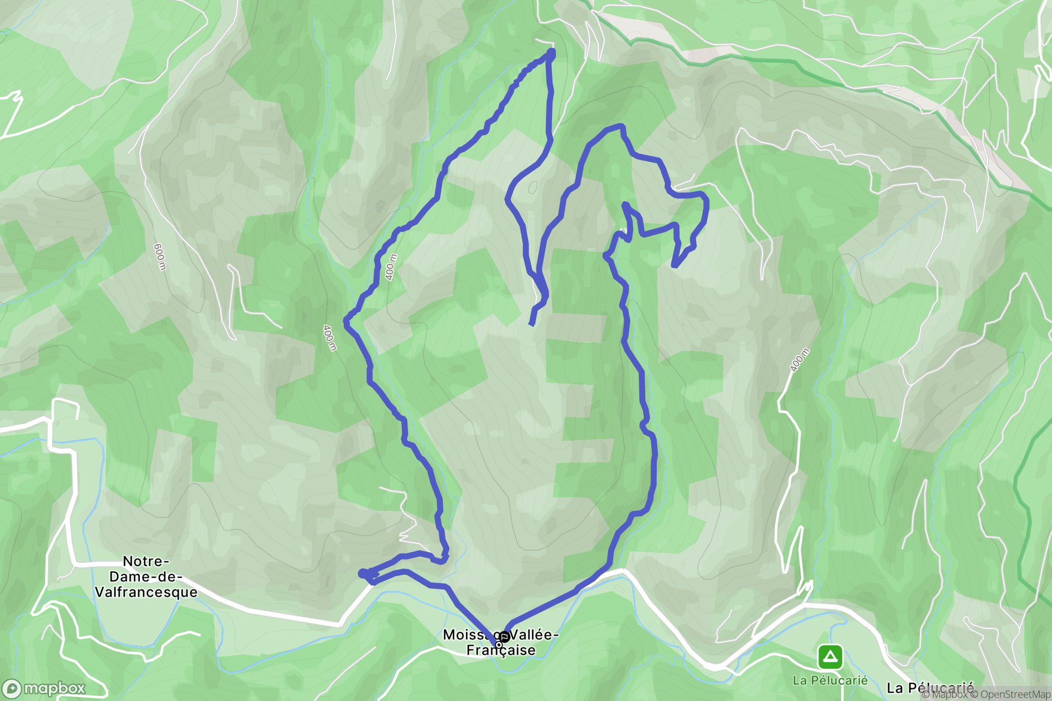 Moissac-Vallée-Française : carte du parcours de randonnée - France