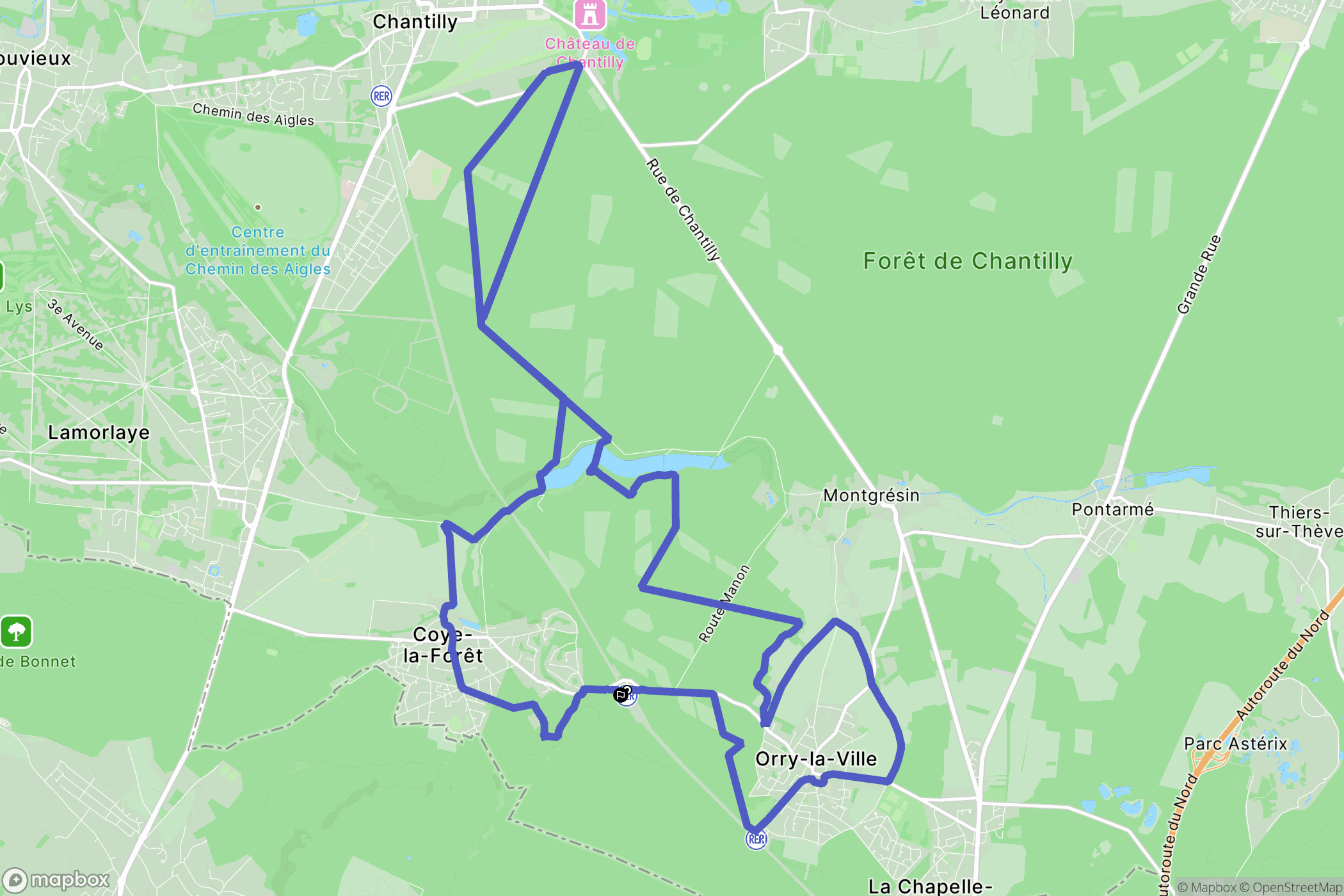 Orry-la-Ville : carte du parcours de randonnée - France