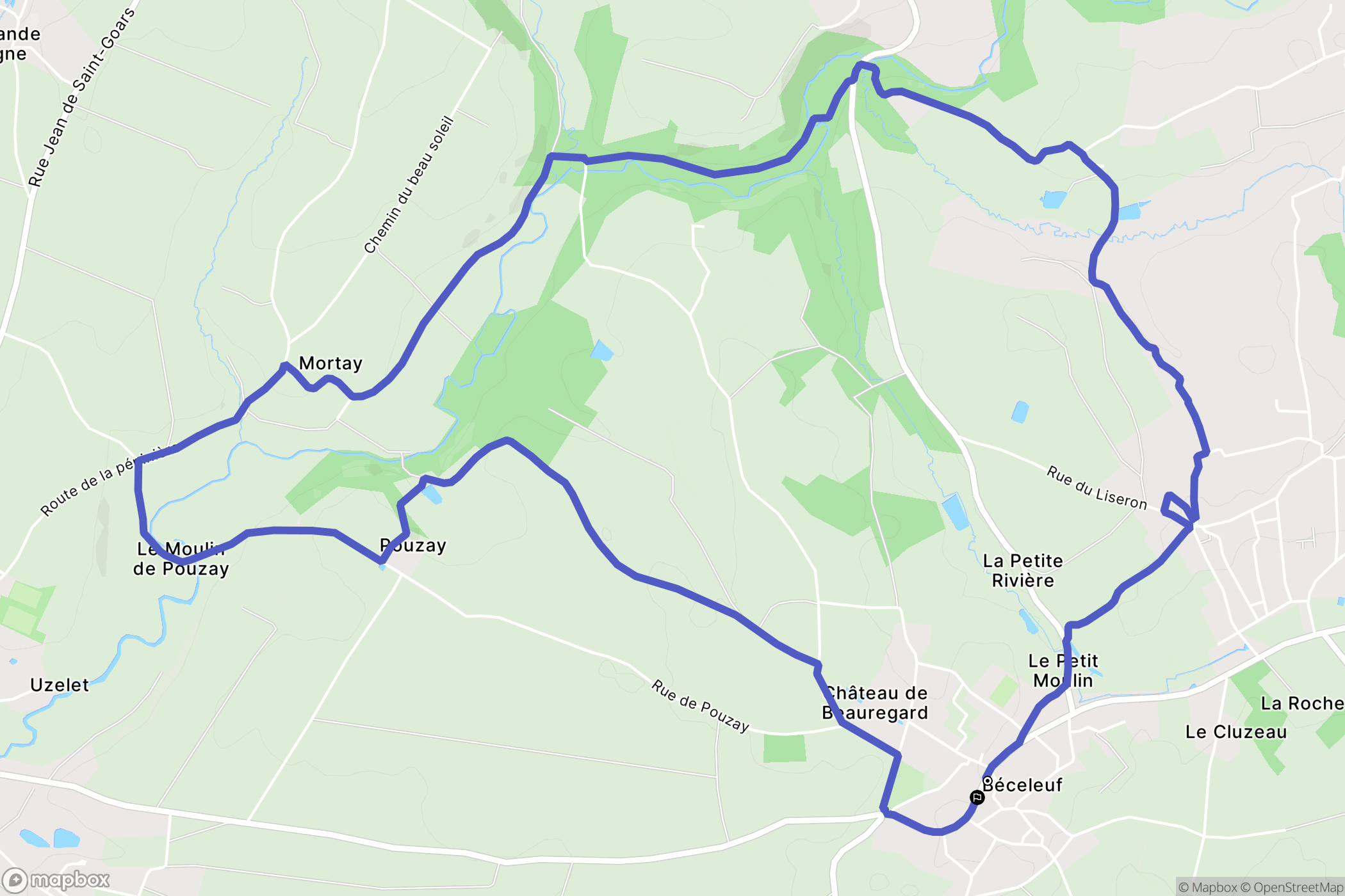 Béceleuf : carte du parcours de randonnée - France