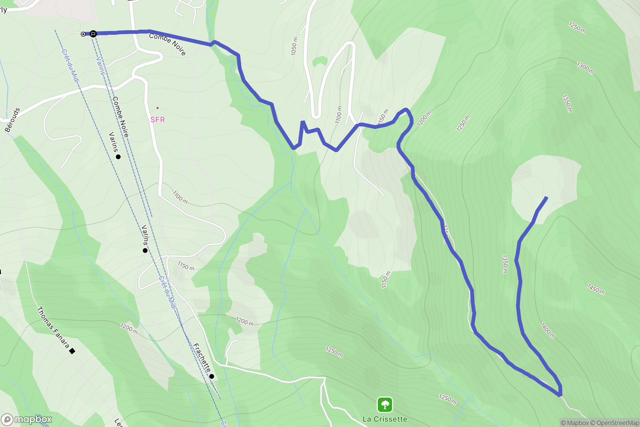 Praz-sur-Arly : carte du parcours de randonnée - France