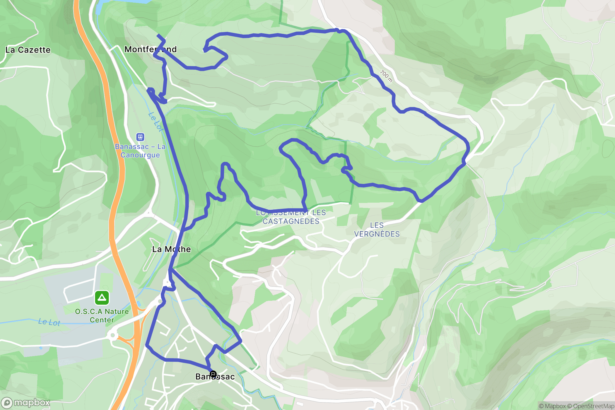 Banassac-Canilhac : carte du parcours de randonnée - France