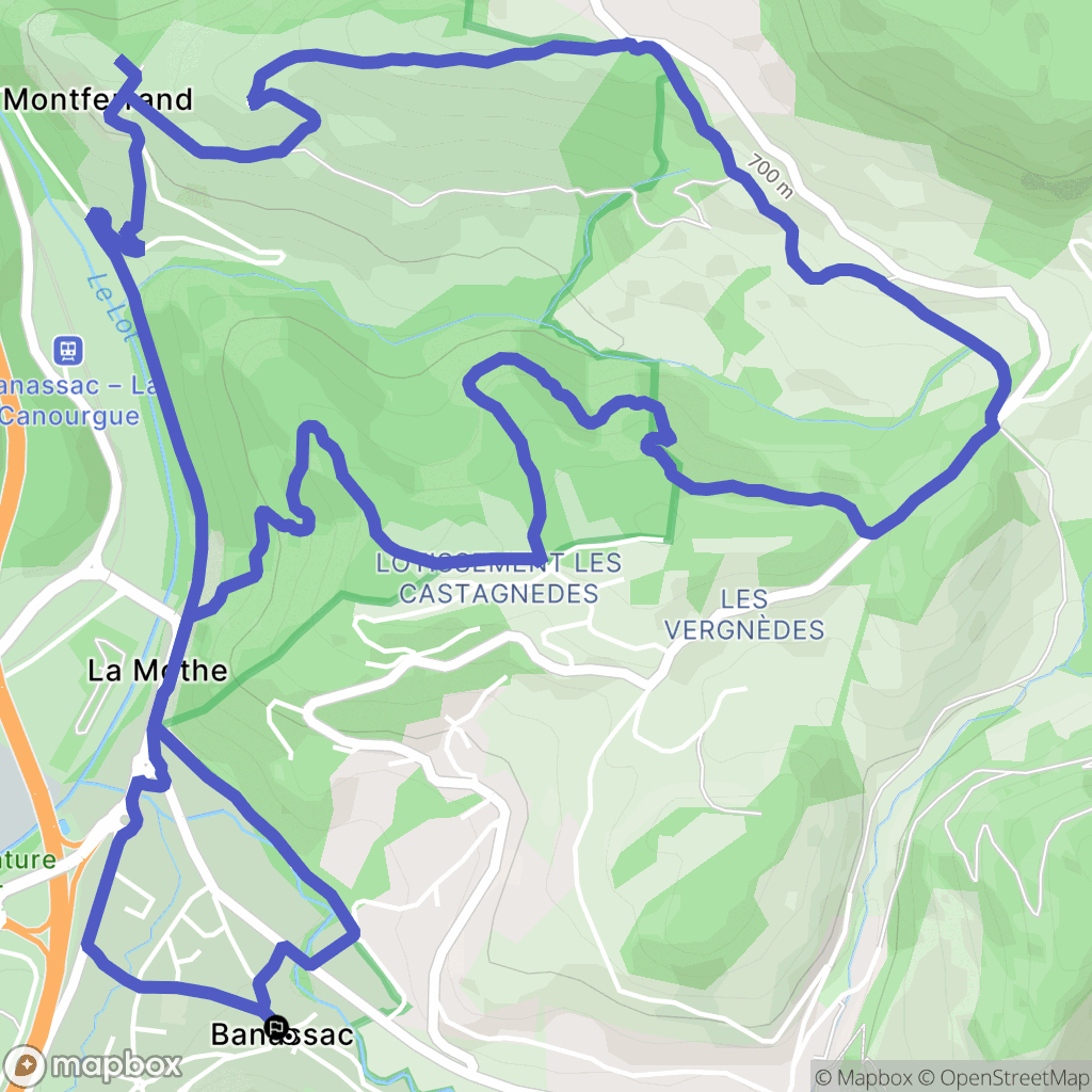 Banassac-Canilhac : carte du parcours de randonnée - France