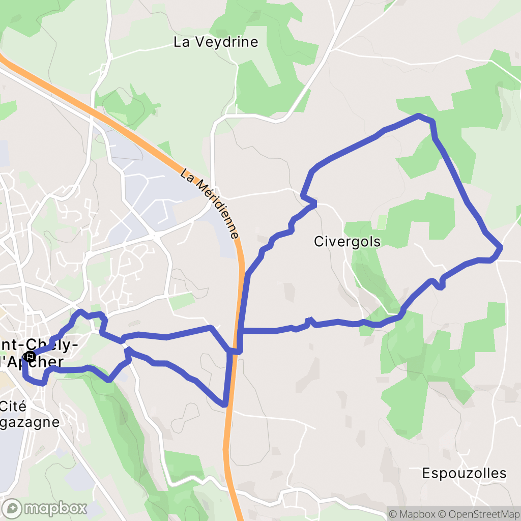 Saint-Chély-d'Apcher : carte du parcours de randonnée - France