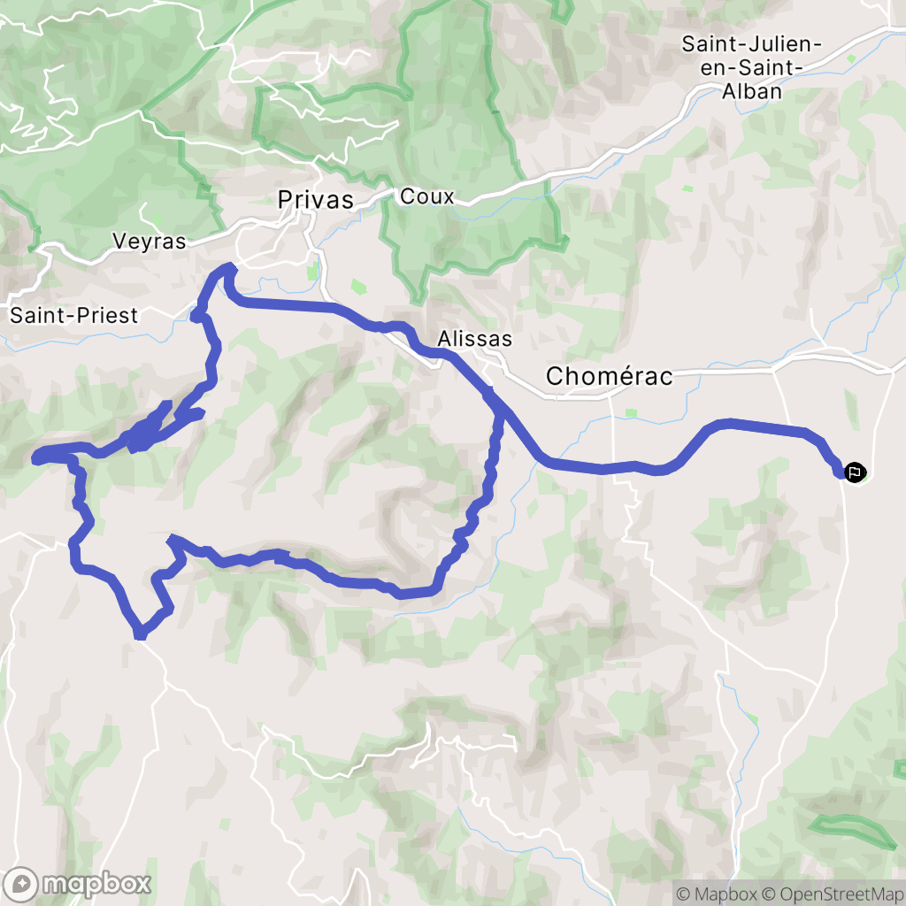 Saint-Lager-Bressac : carte du parcours de randonnée - France