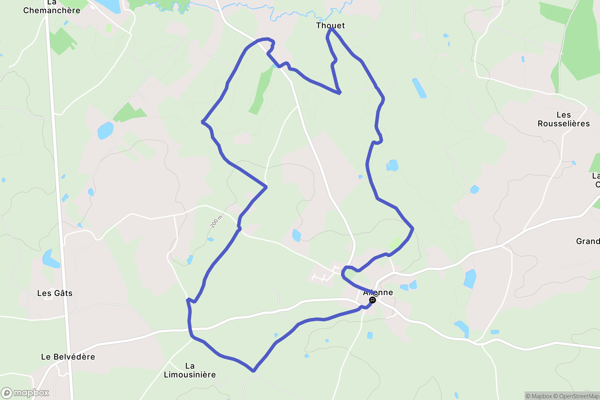 Allonne : carte du parcours de randonnée - France
