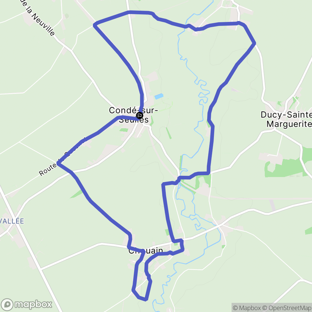 Condé-sur-Seulles : carte du parcours de randonnée - France