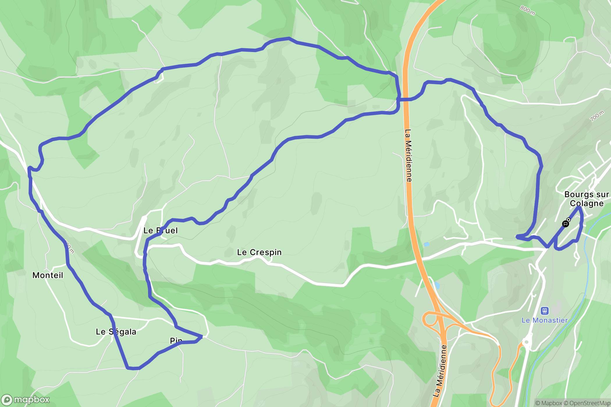 Bourgs-sur-Colagne : carte du parcours de randonnée - France