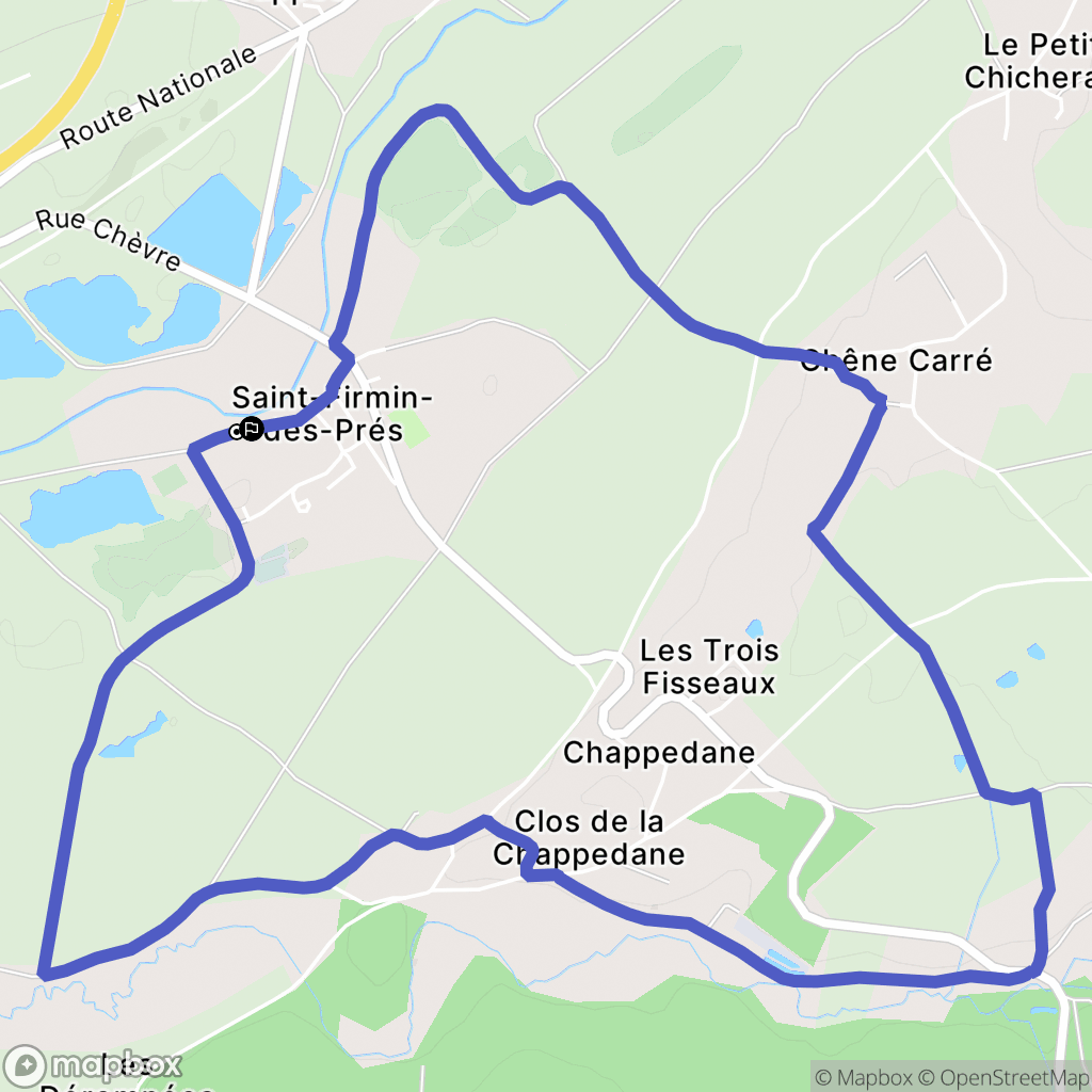 Saint-Firmin-des-Prés : carte du parcours de randonnée - France