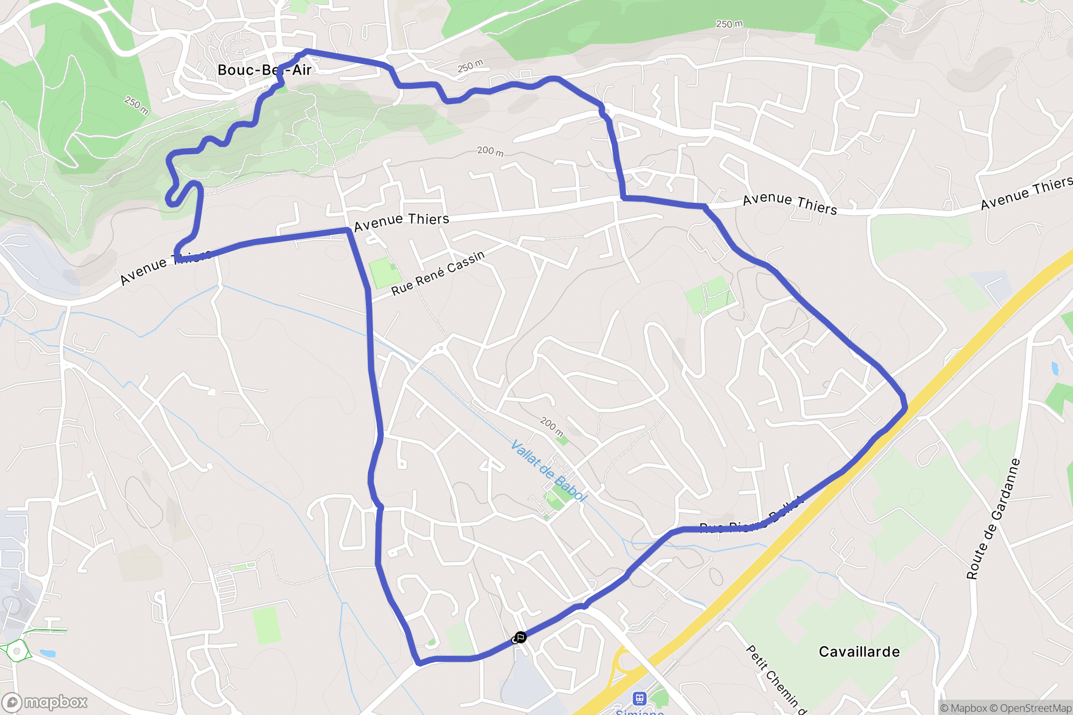 Simiane-Collongue : carte du parcours de randonnée - France