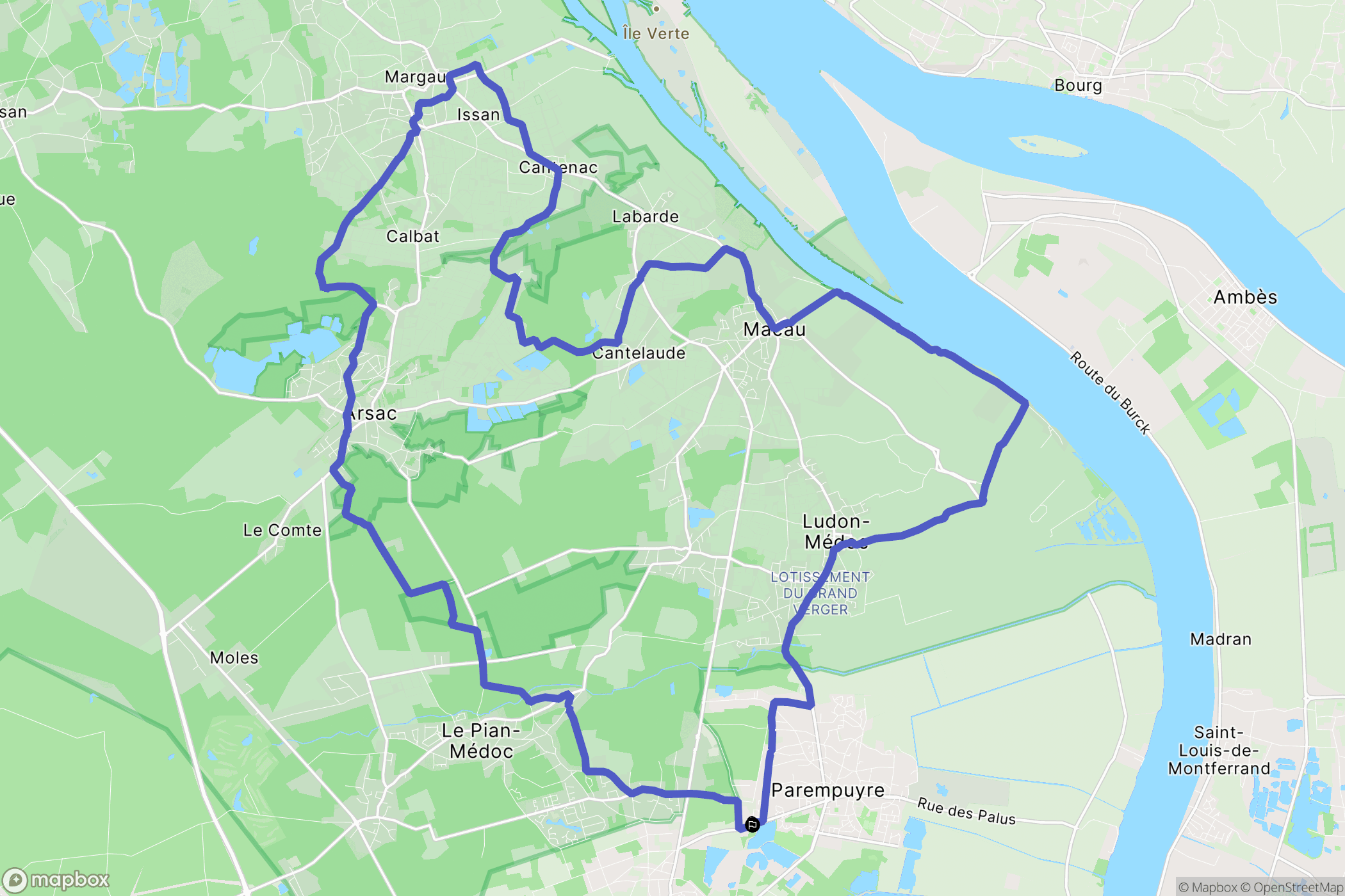 Parempuyre : carte du parcours de randonnée - France