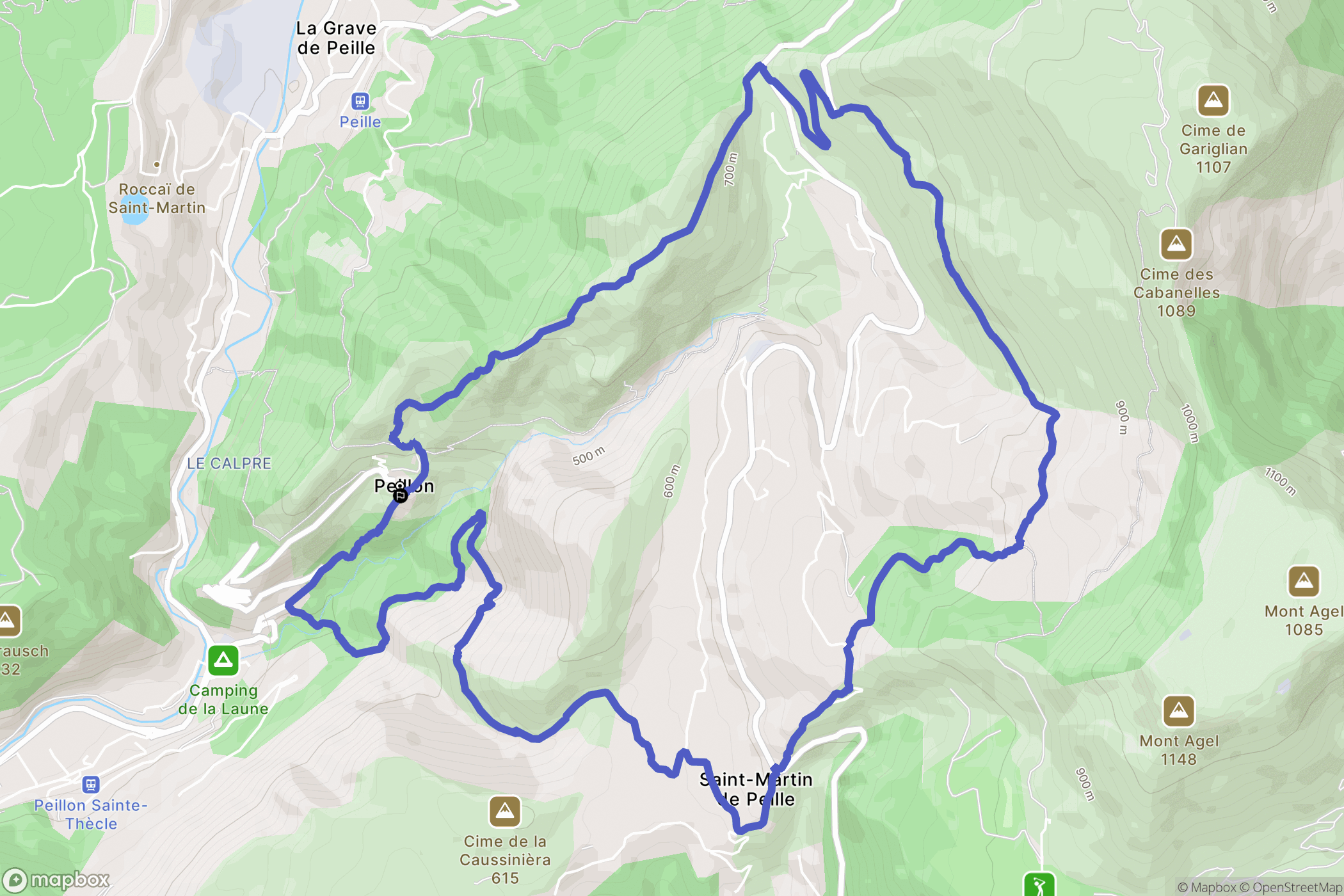Peillon : carte du parcours de randonnée - France