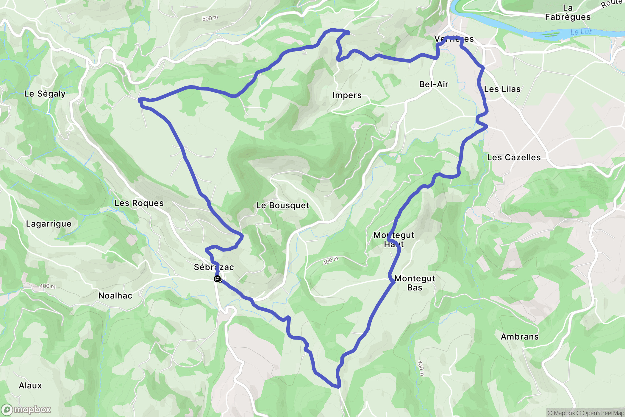 Sébrazac : carte du parcours de randonnée - France