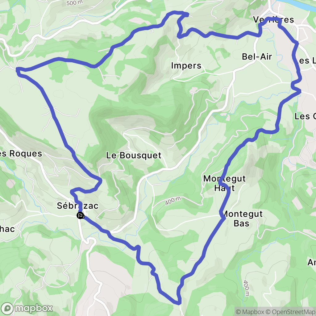 Sébrazac : carte du parcours de randonnée - France
