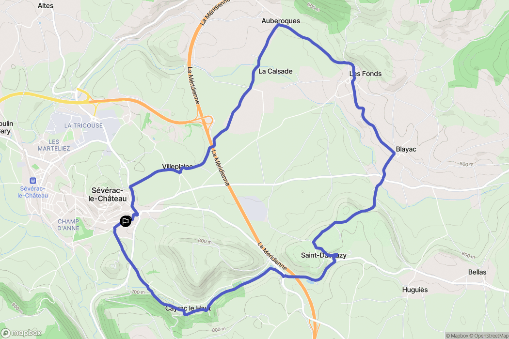 Sévérac-d'Aveyron : carte du parcours de randonnée - France