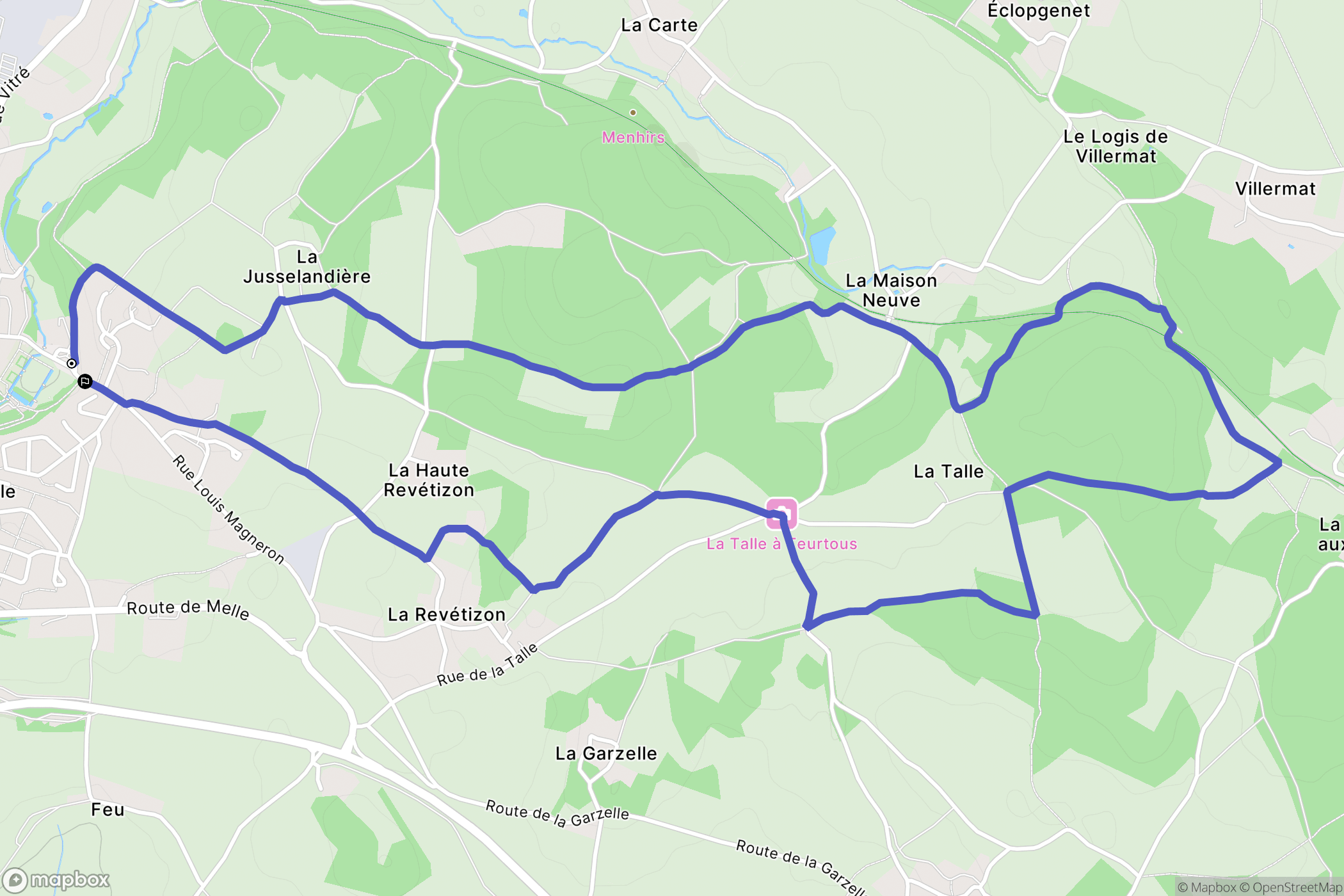 Celles-sur-Belle : carte du parcours de randonnée - France