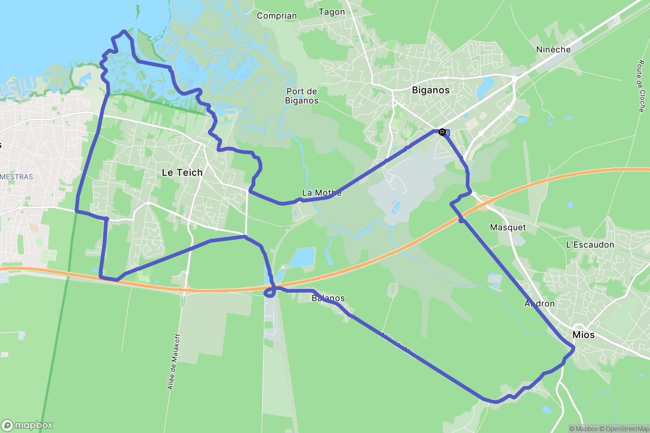 Biganos : carte du parcours de randonnée - France