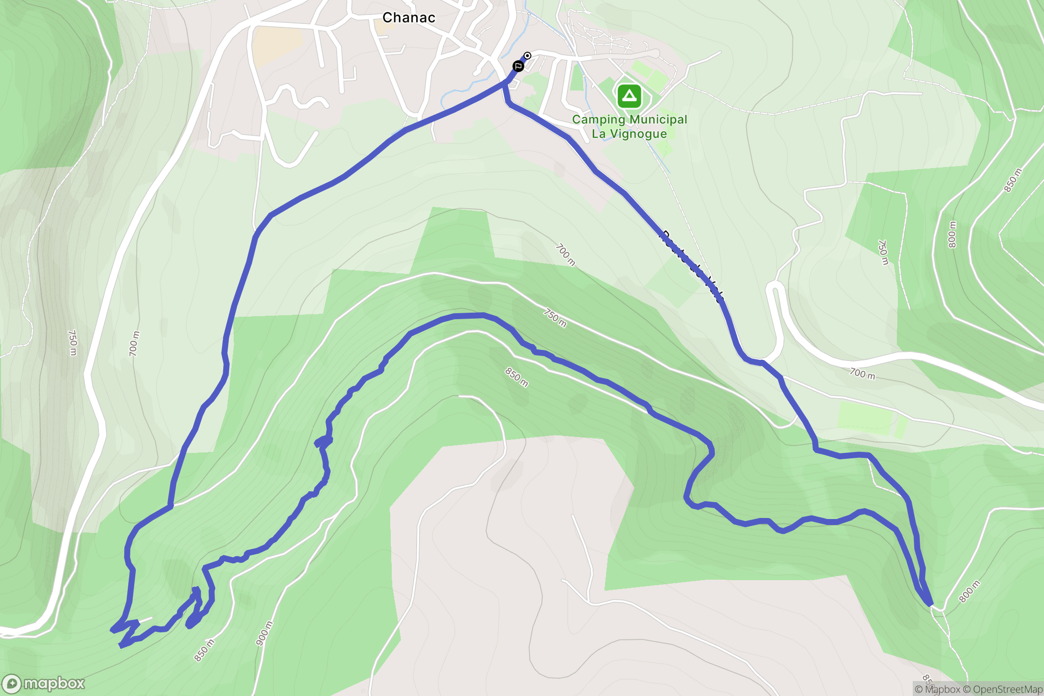 Chanac : carte du parcours de randonnée - France