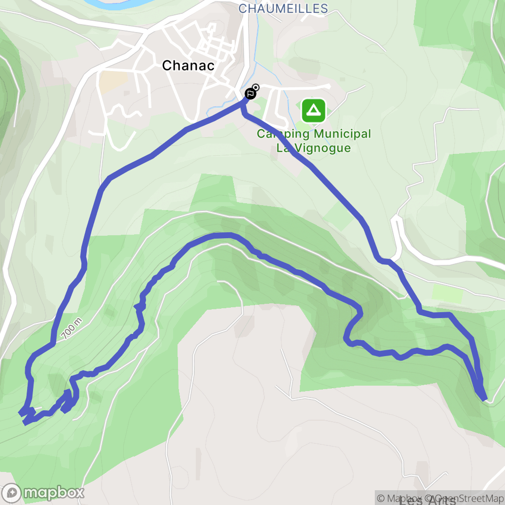 Chanac : carte du parcours de randonnée - France