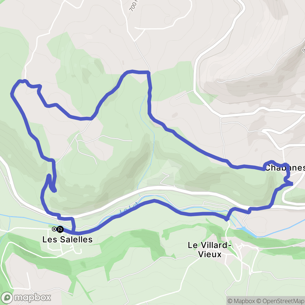Les Salelles : carte du parcours de randonnée - France