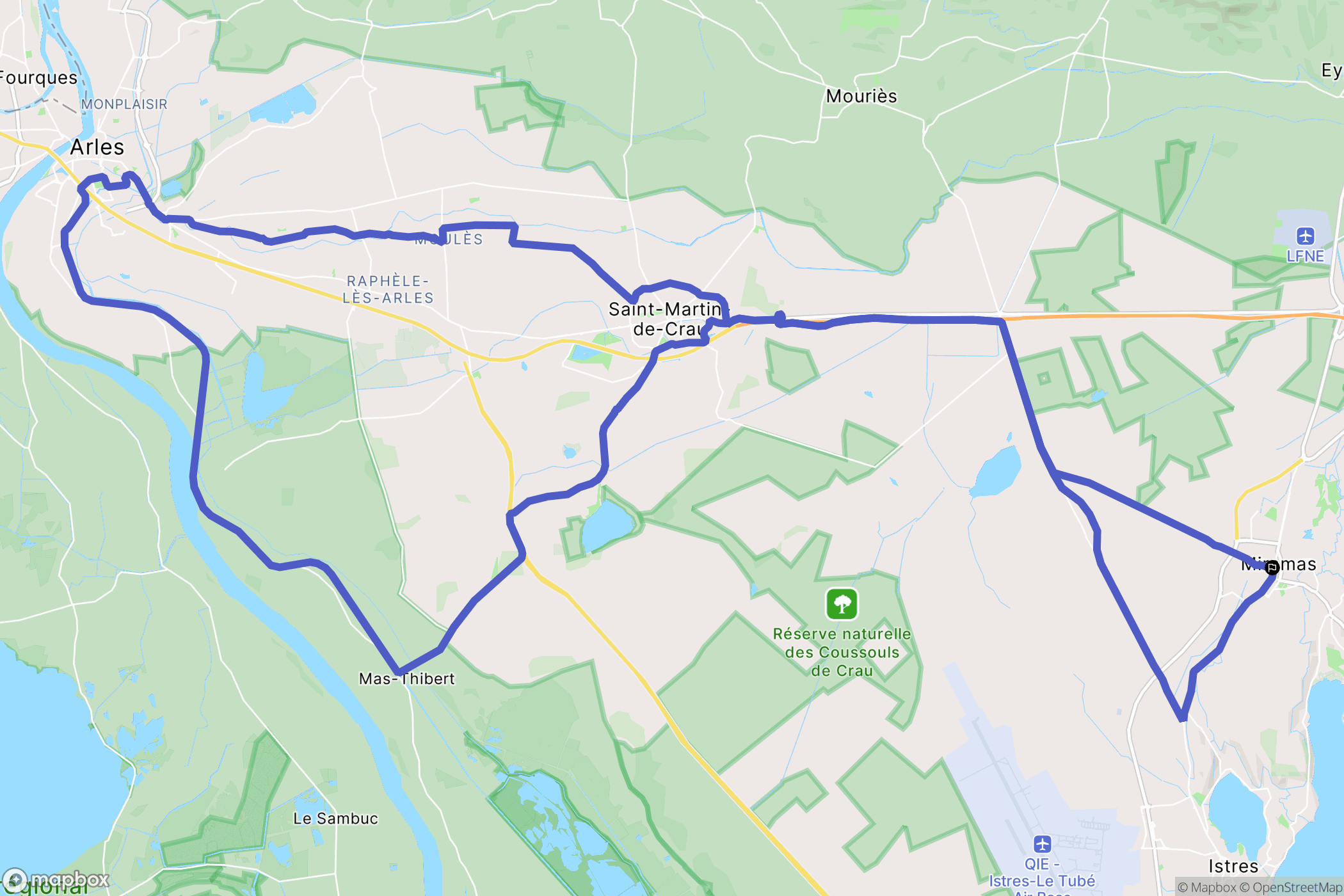 Miramas : carte du parcours de randonnée - France