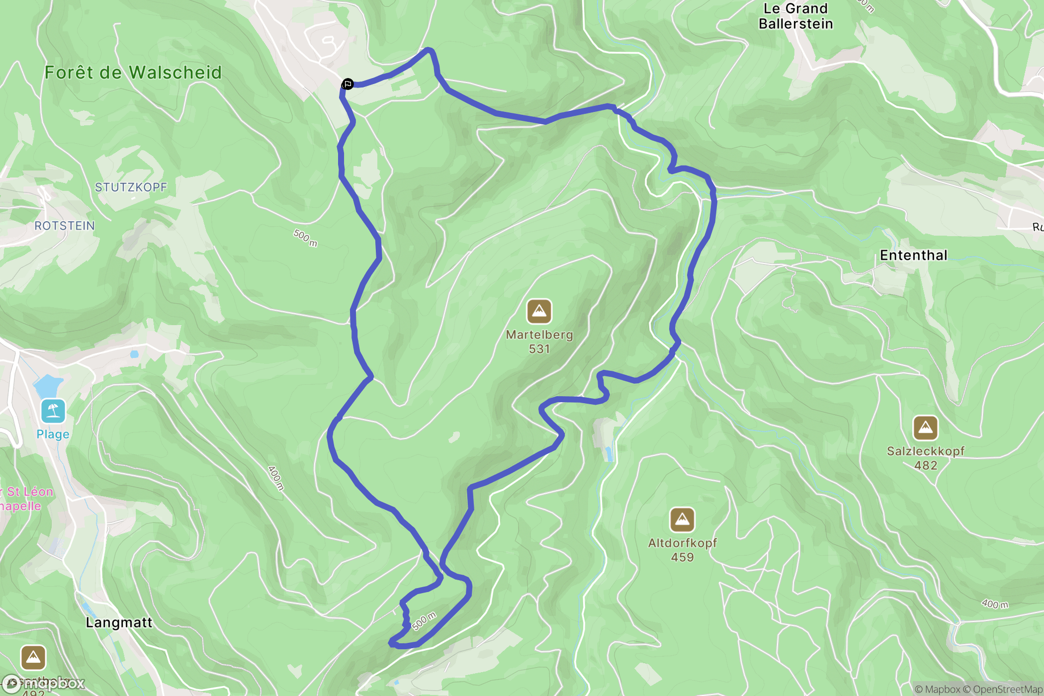 Harreberg : carte du parcours de randonnée - France