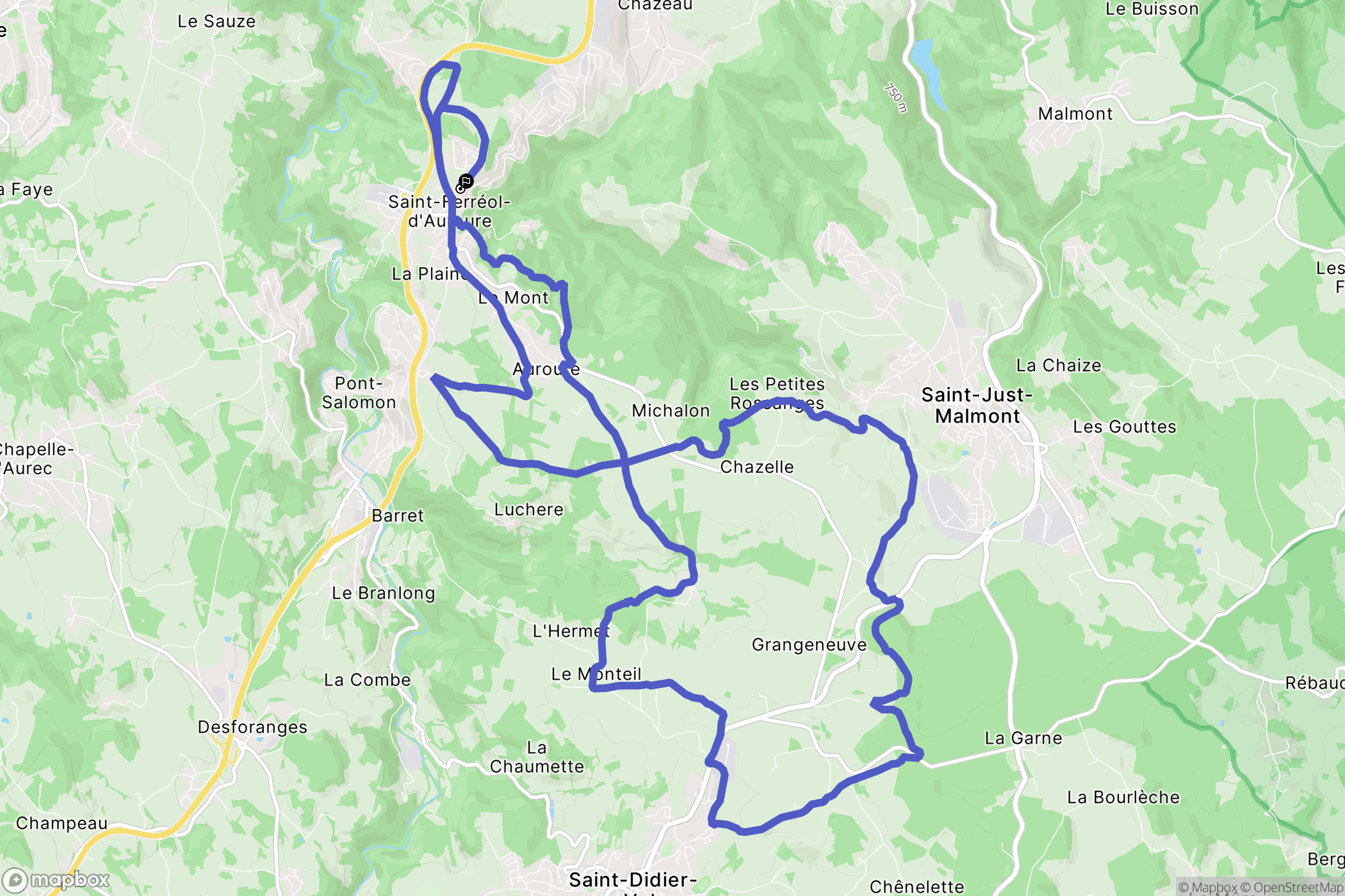 Saint-Ferréol-d'Auroure : carte du parcours de randonnée - France