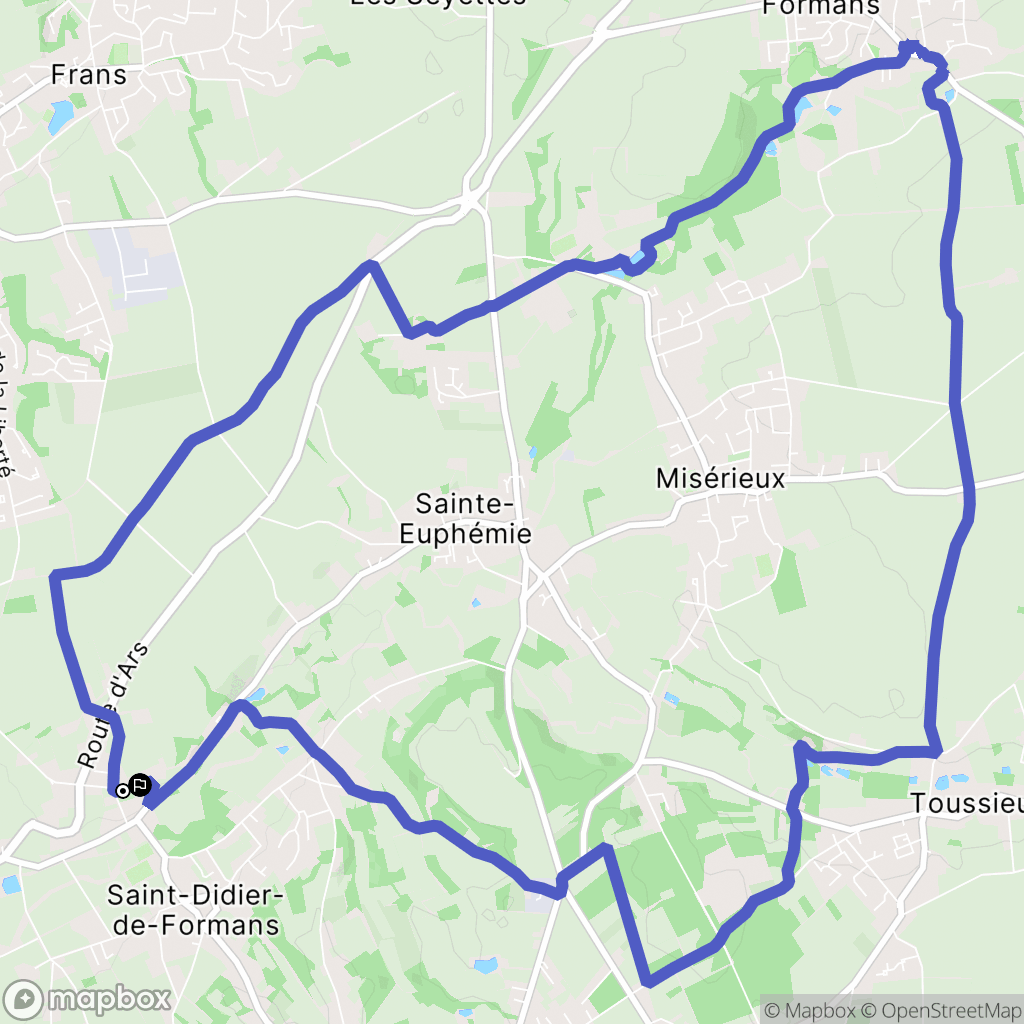 Saint-Didier-de-Formans : carte du parcours de randonnée - France