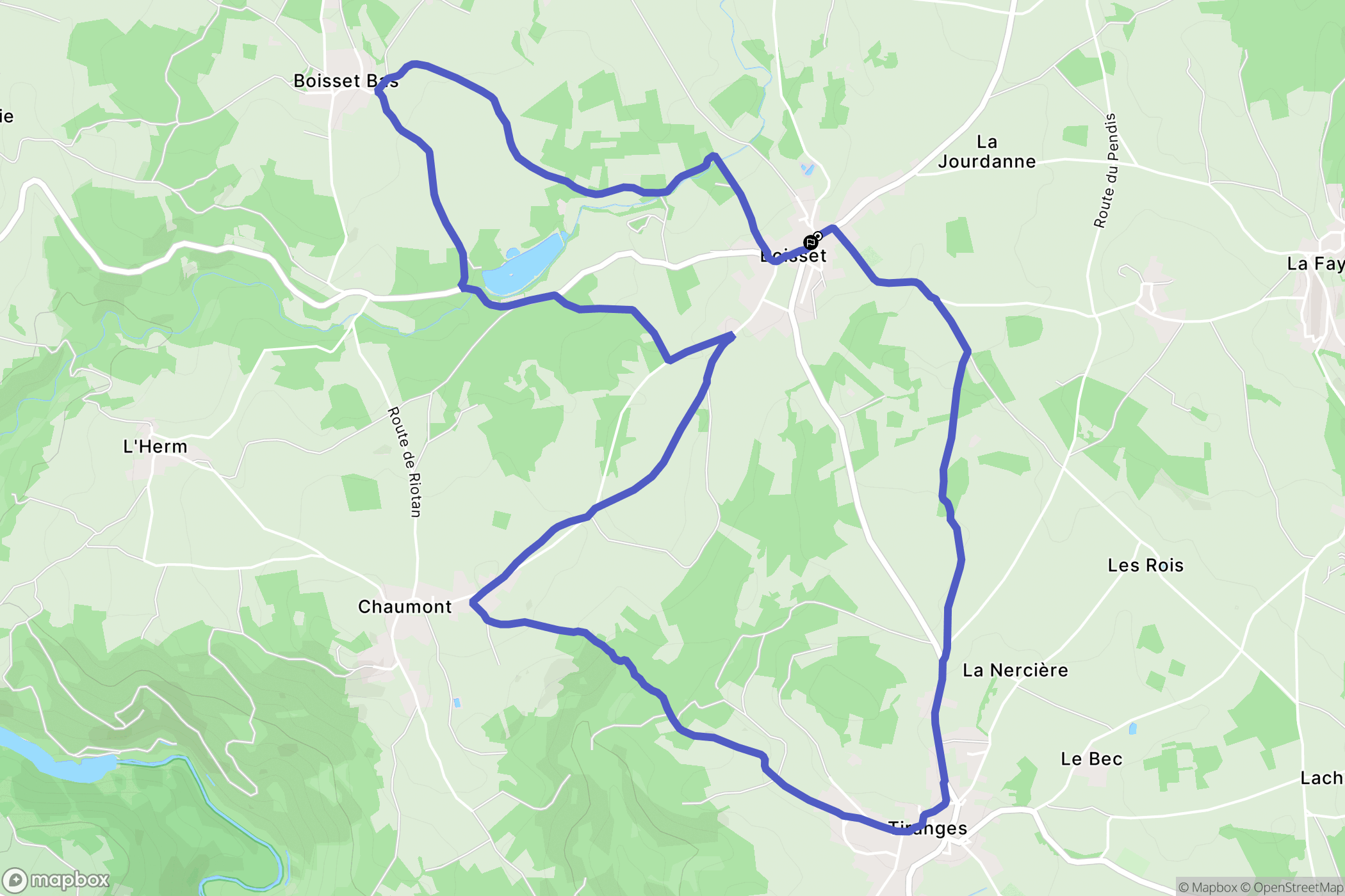 Boisset : carte du parcours de randonnée - France