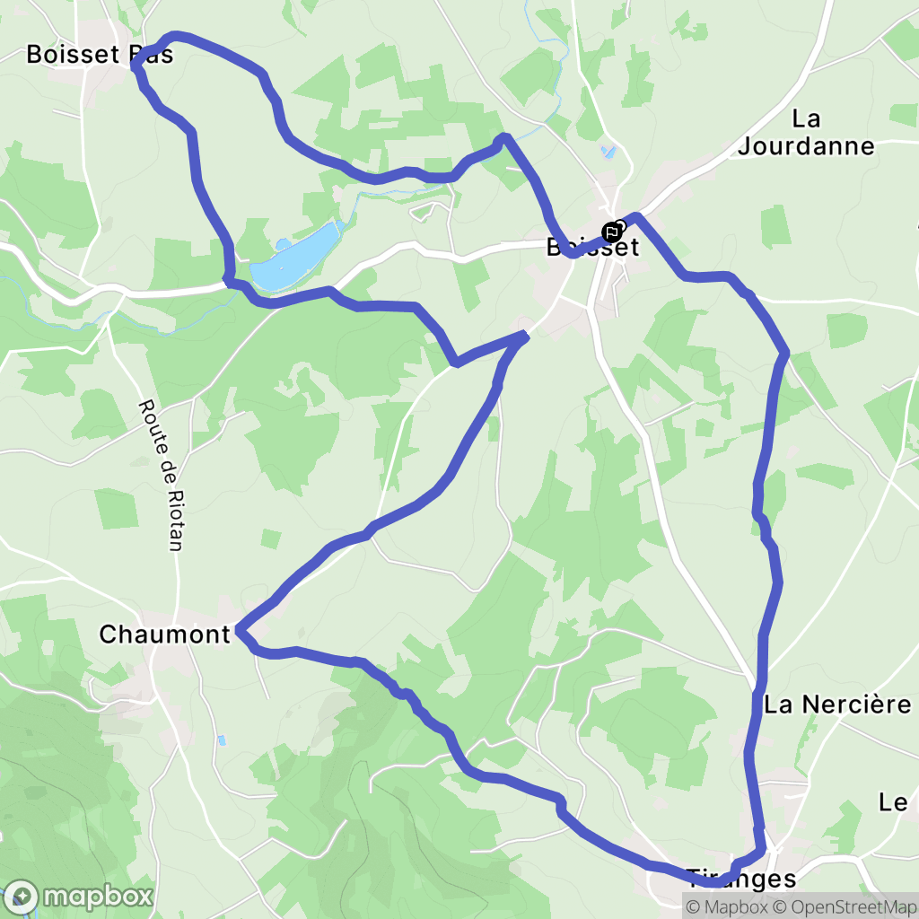 Boisset : carte du parcours de randonnée - France