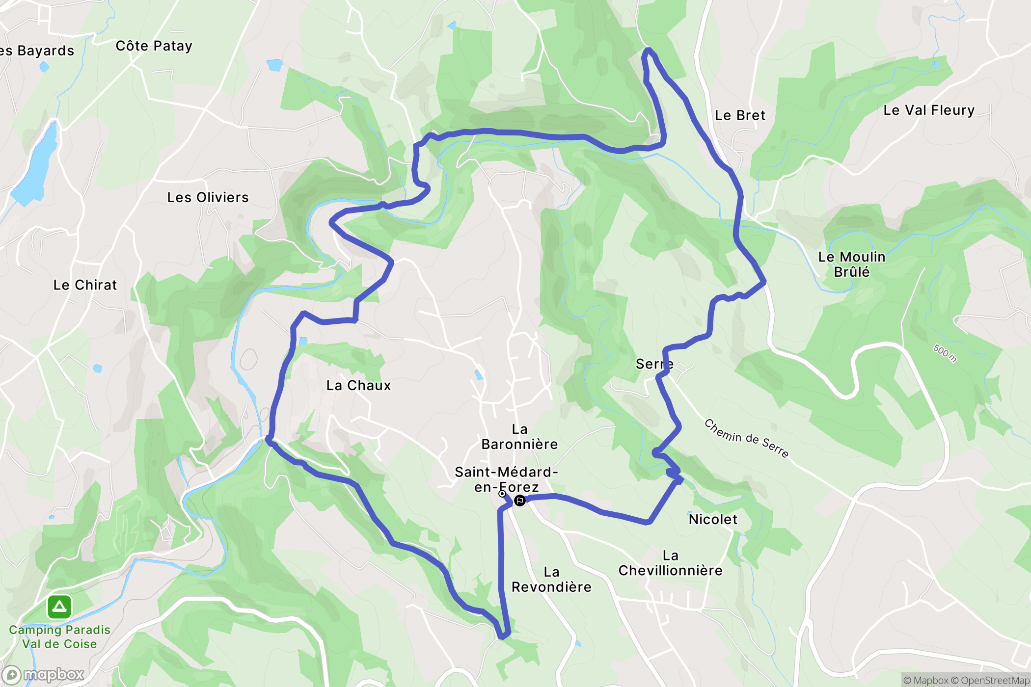 Saint-Médard-en-Forez : carte du parcours de randonnée - France