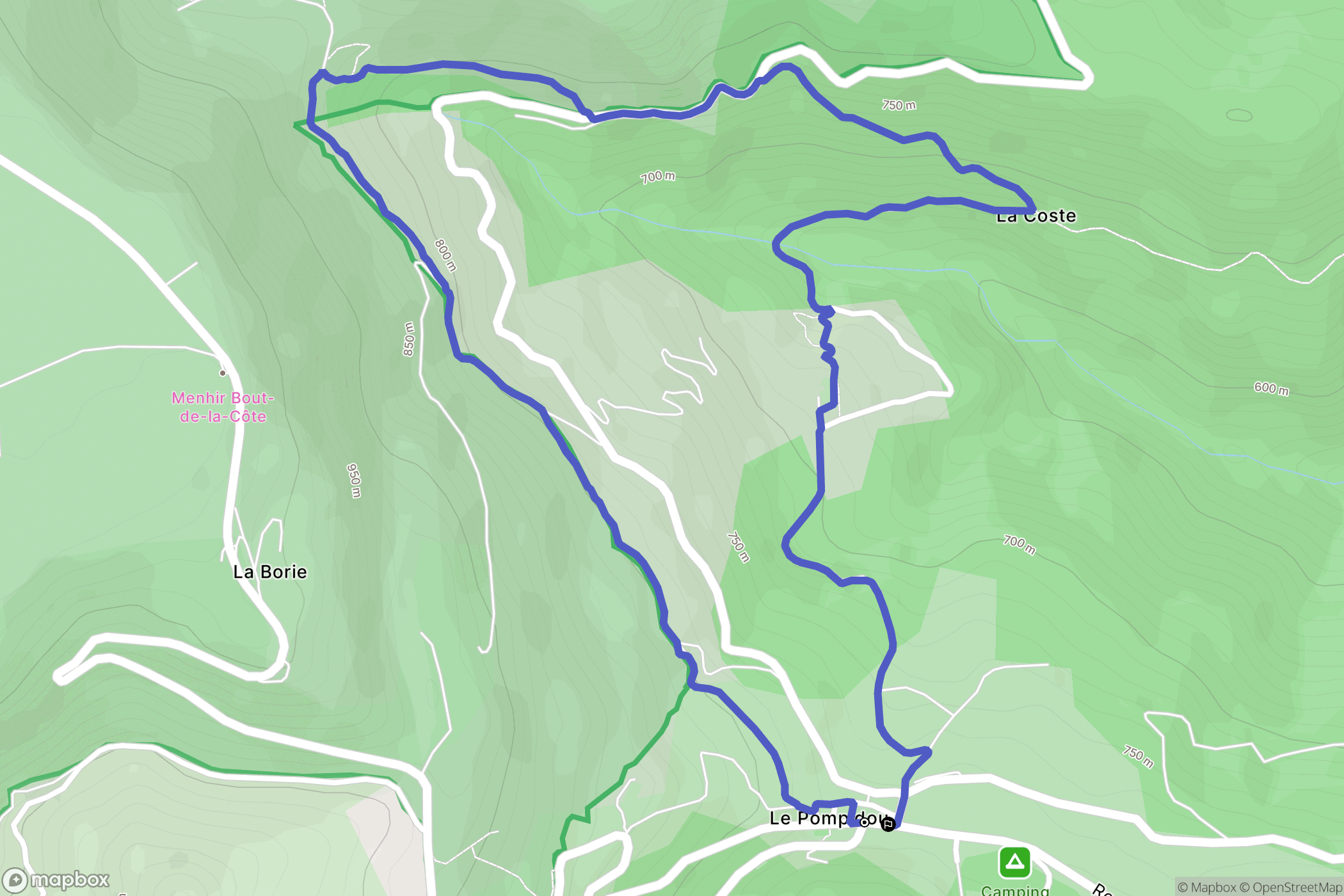 Le Pompidou : carte du parcours de randonnée - France