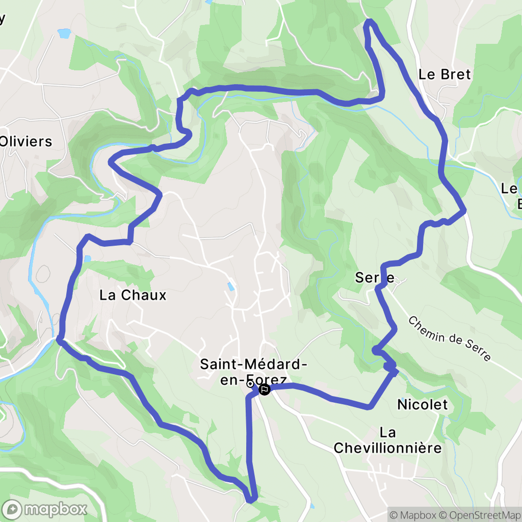 Saint-Médard-en-Forez : carte du parcours de randonnée - France