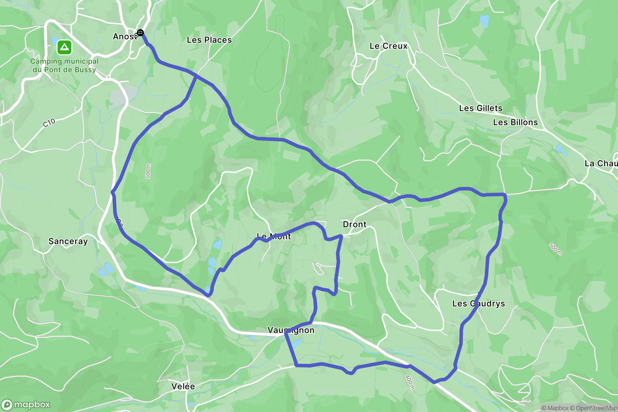 Anost : carte du parcours de randonnée - France