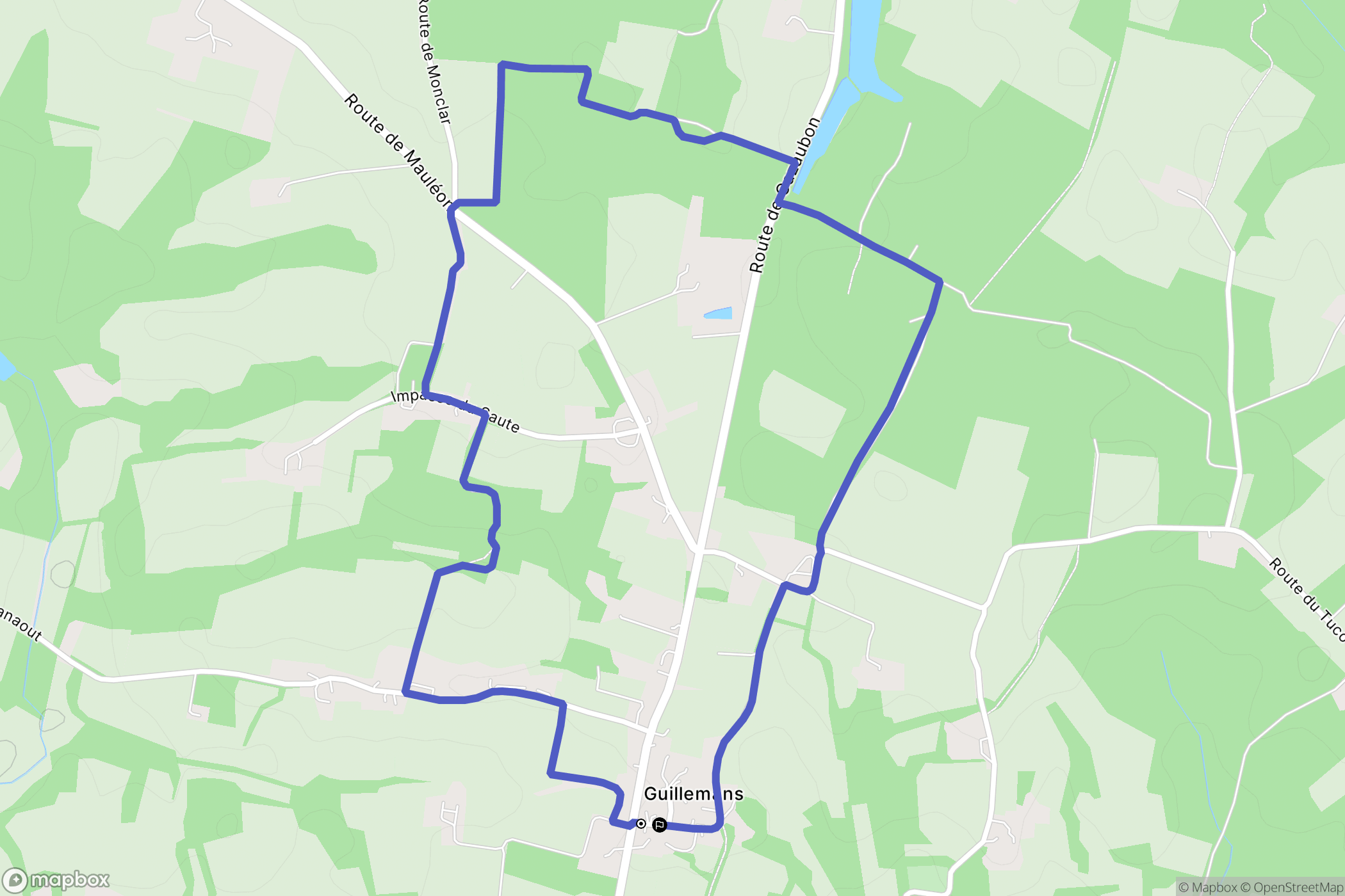 Estang : carte du parcours de randonnée - France