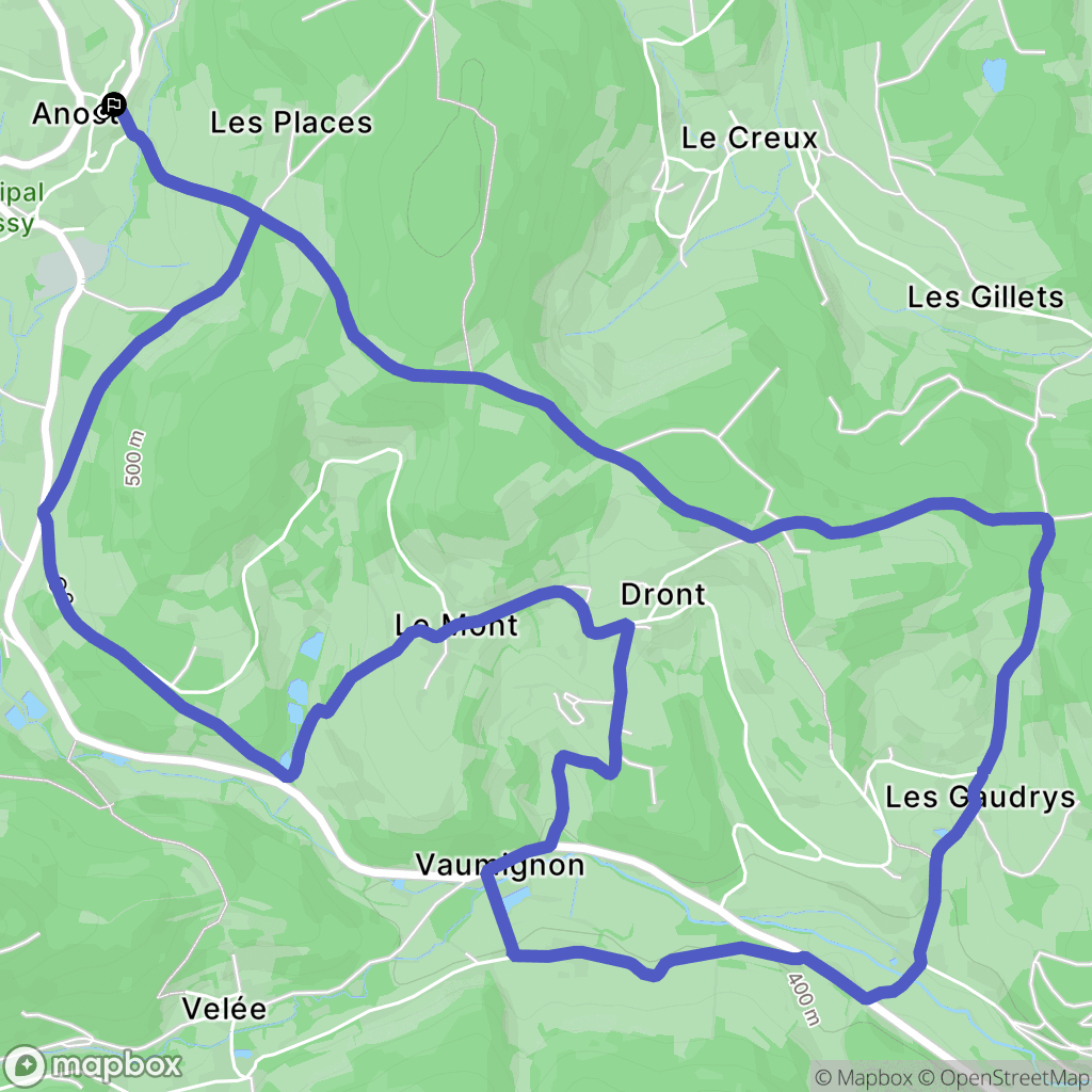 Anost : carte du parcours de randonnée - France