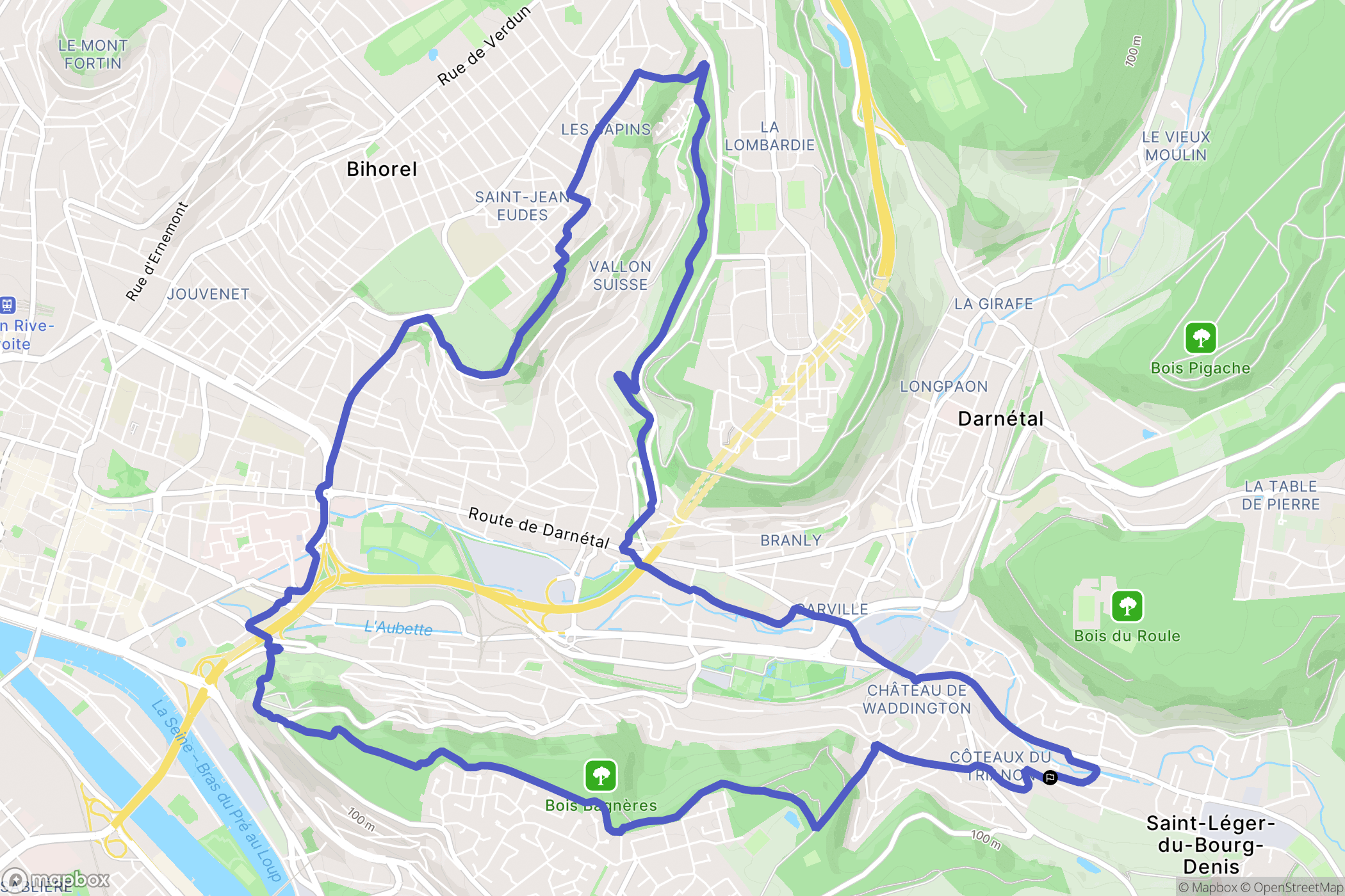 Saint-Léger-du-Bourg-Denis : carte du parcours de randonnée - France