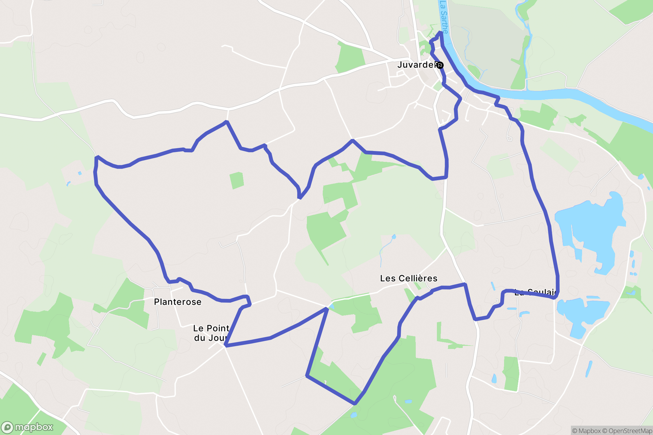Juvardeil : carte du parcours de randonnée - France
